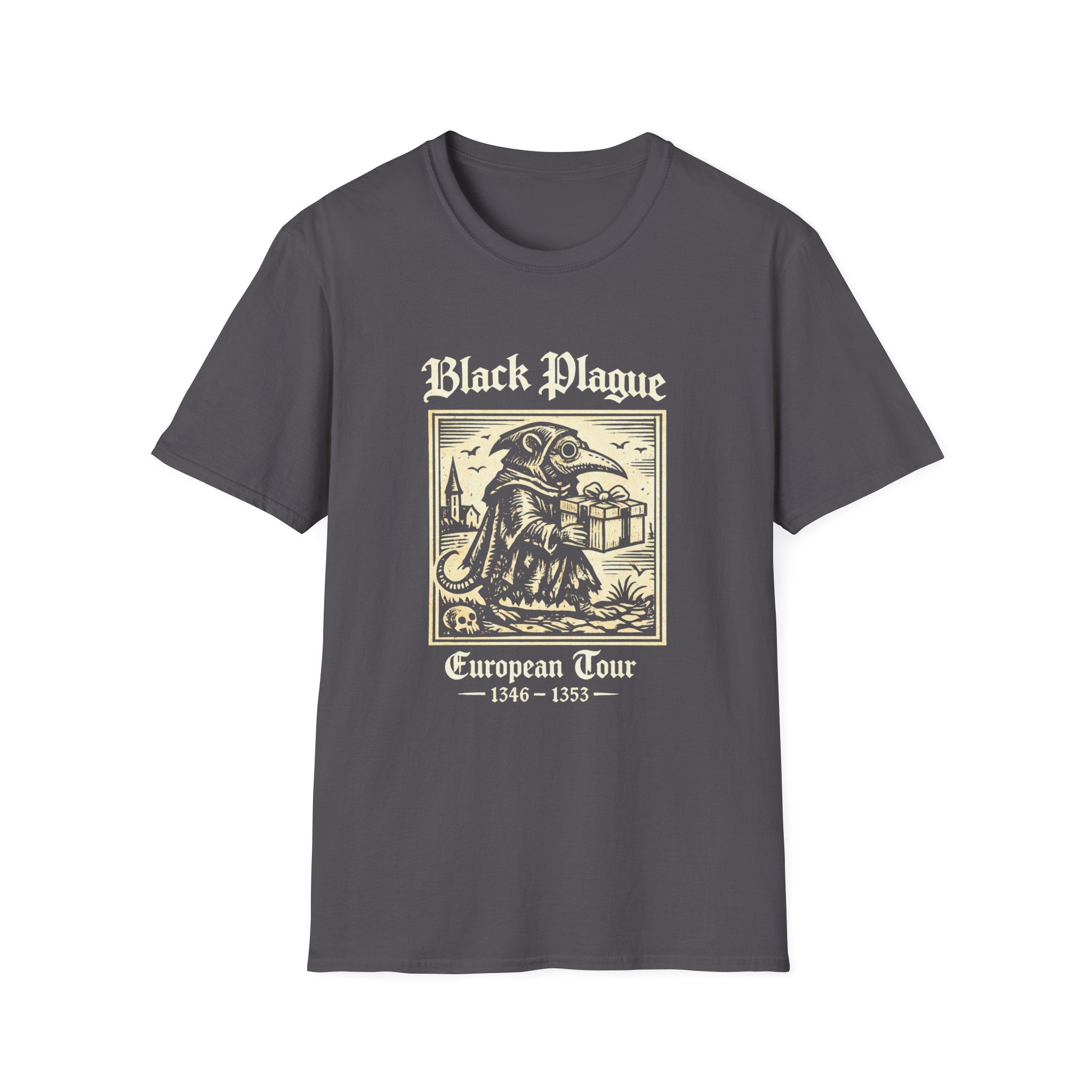 Black Plague Plague Doctor Illustration T-Shirt | European Tour 1346–1353