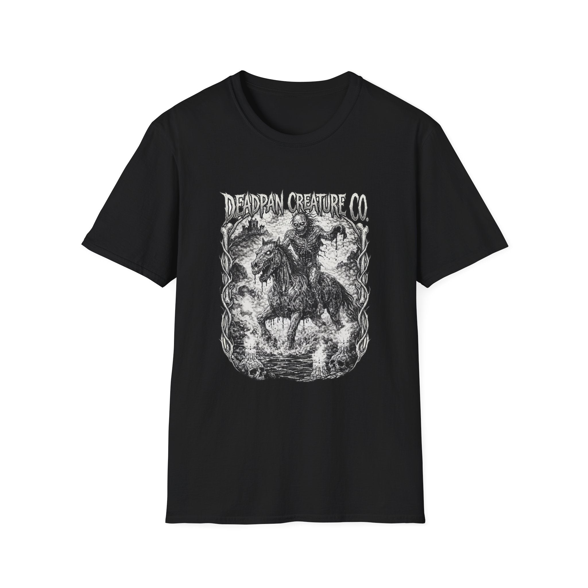 Deadpan Creature Co Skeletal Rider T-Shirt | Gothic Horror Artwork