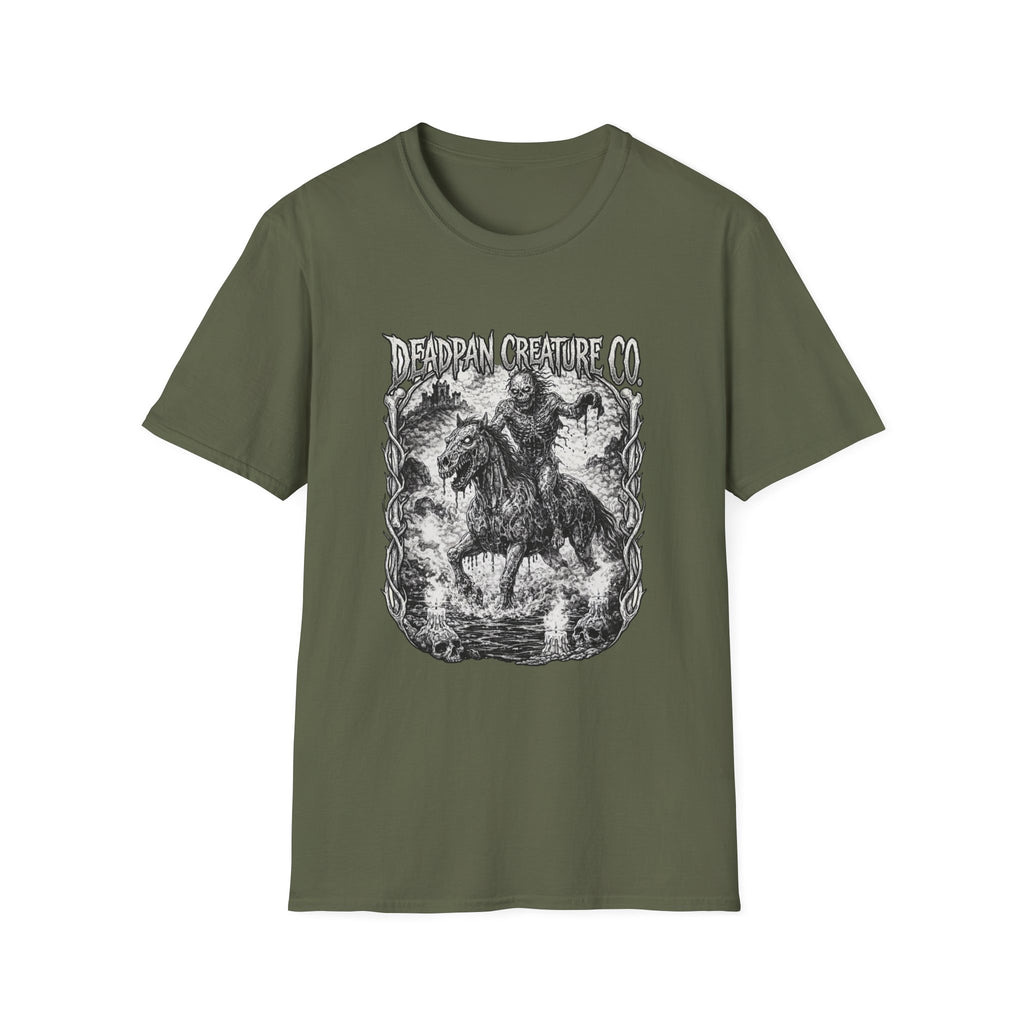 Deadpan Creature Co Skeletal Rider T-Shirt | Gothic Horror Artwork