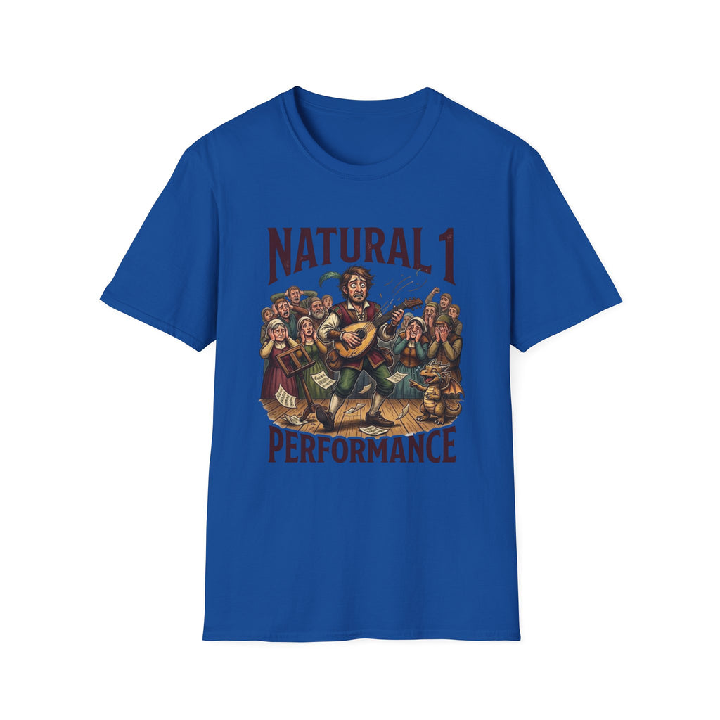 Bard D&D Fantasy Illustration T-Shirt | Natural 1 Performance Poster Tee