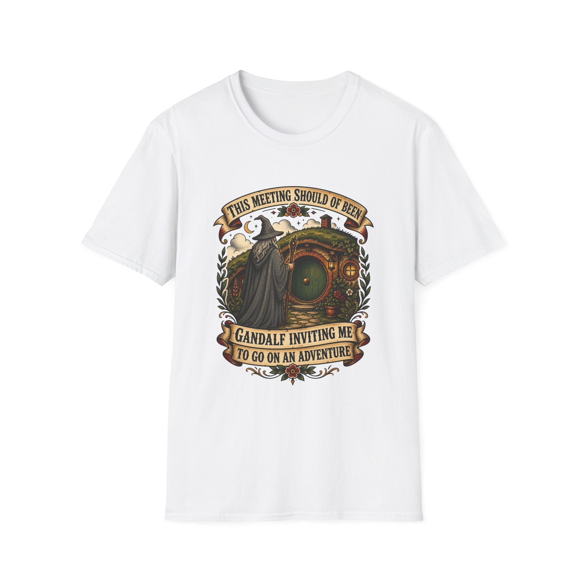 This Meeting Should Have Been Gandalf Hobbit Door Graphic T-Shirt | Fantasy Adventure Tee