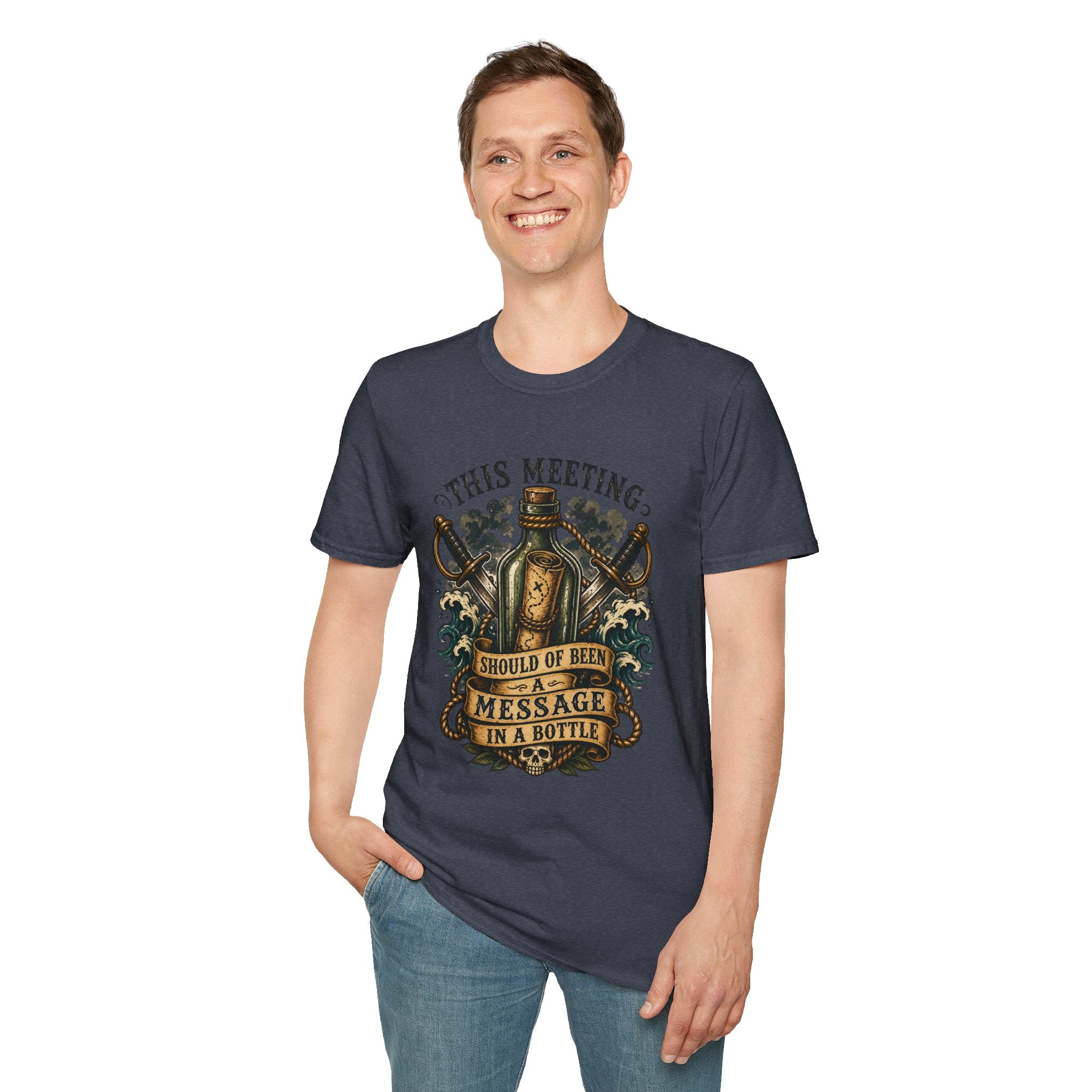 This Meeting Should Be A Message In A Bottle T-Shirt | Nautical Pirate Bottle Design