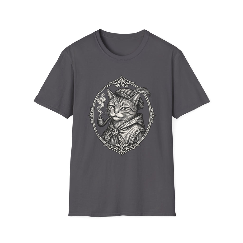 Steampunk Cat Portrait T-Shirt | Victorian Cat with Top Hat and Pipe