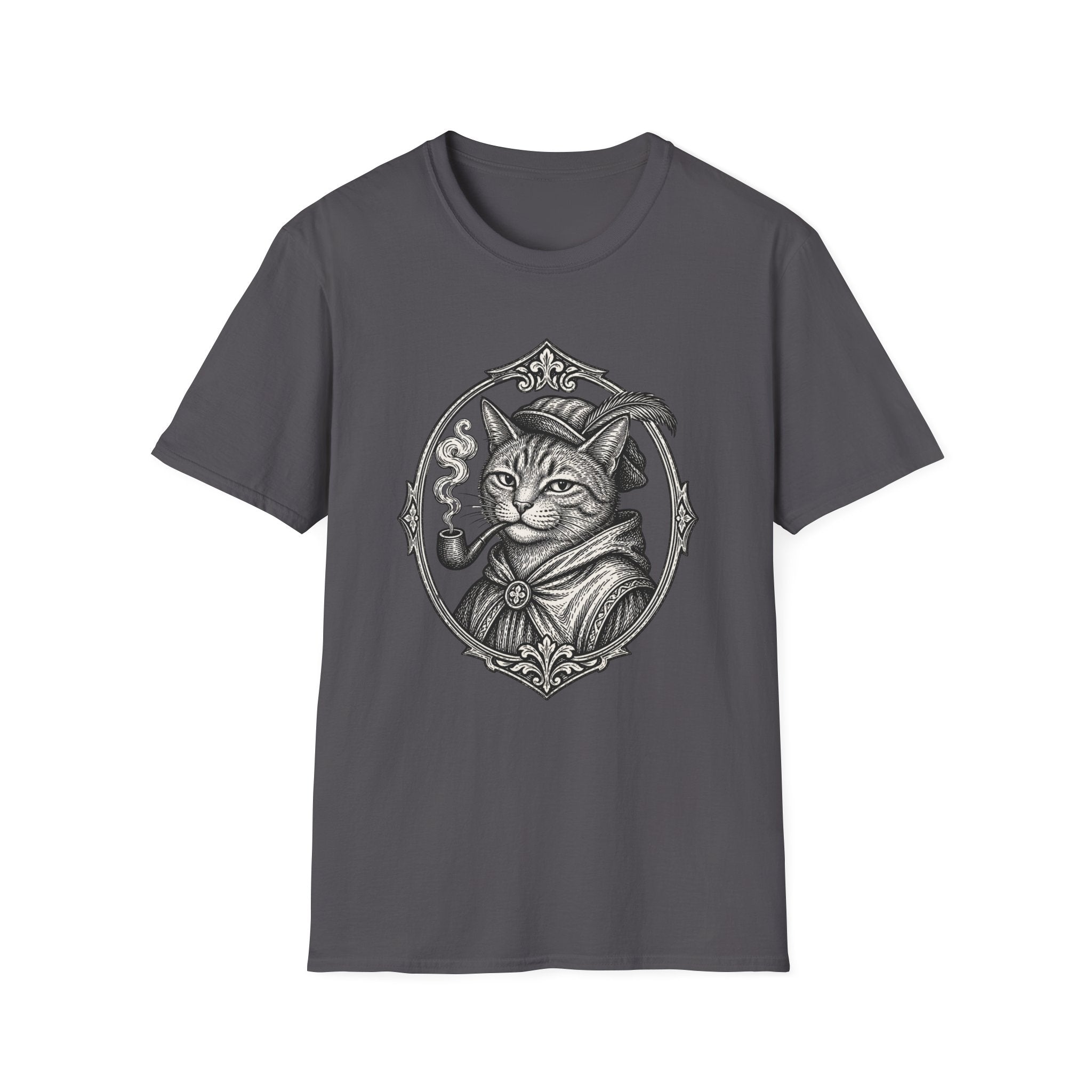 Steampunk Cat Portrait T-Shirt | Victorian Cat with Top Hat and Pipe