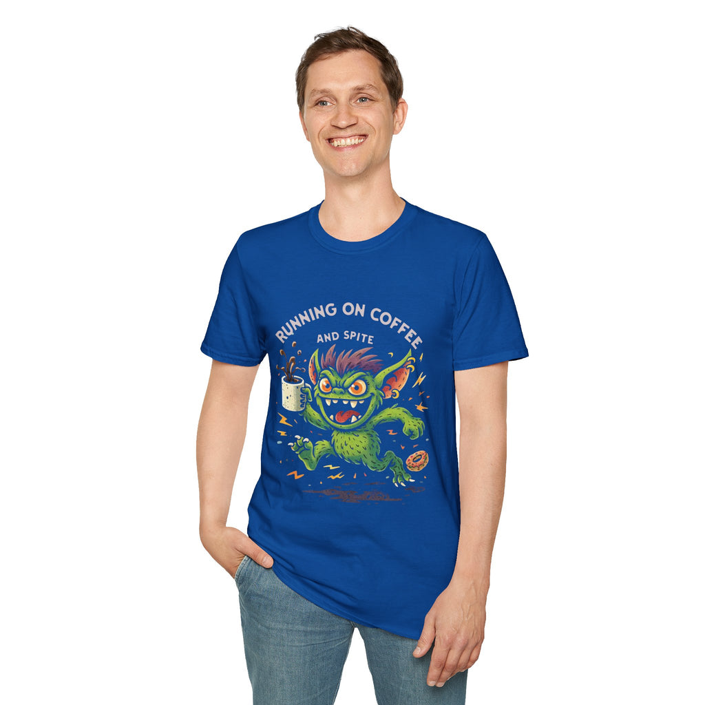 Running on Coffee and Spite T-Shirt | Funny Monster Coffee Tee