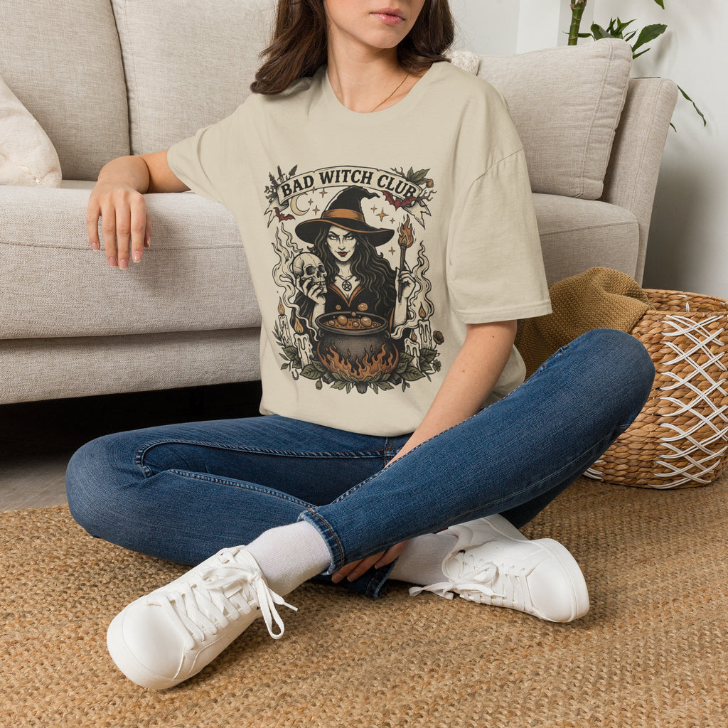 Bad Witch Club T-Shirt | Witch Illustration, Skull, Cauldron, Spooky