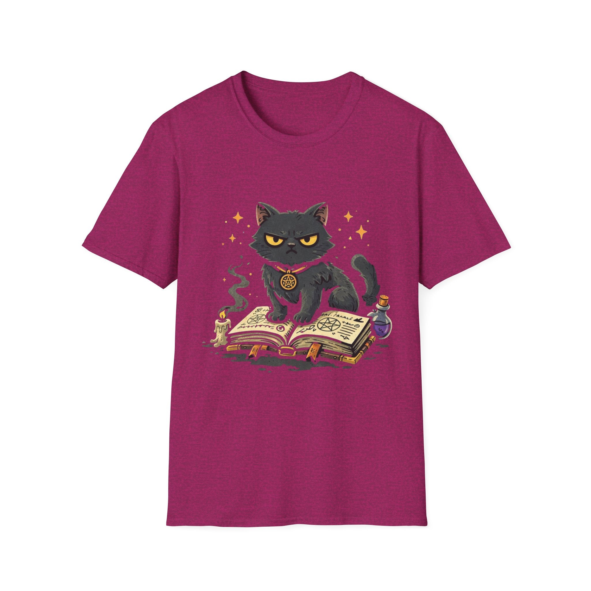Grumpy Black Witch Cat T-Shirt | Occult Spellbook Magic Cat Shirt