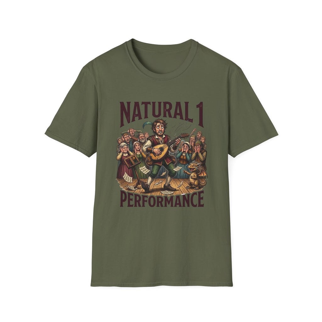Bard D&D Fantasy Illustration T-Shirt | Natural 1 Performance Poster Tee
