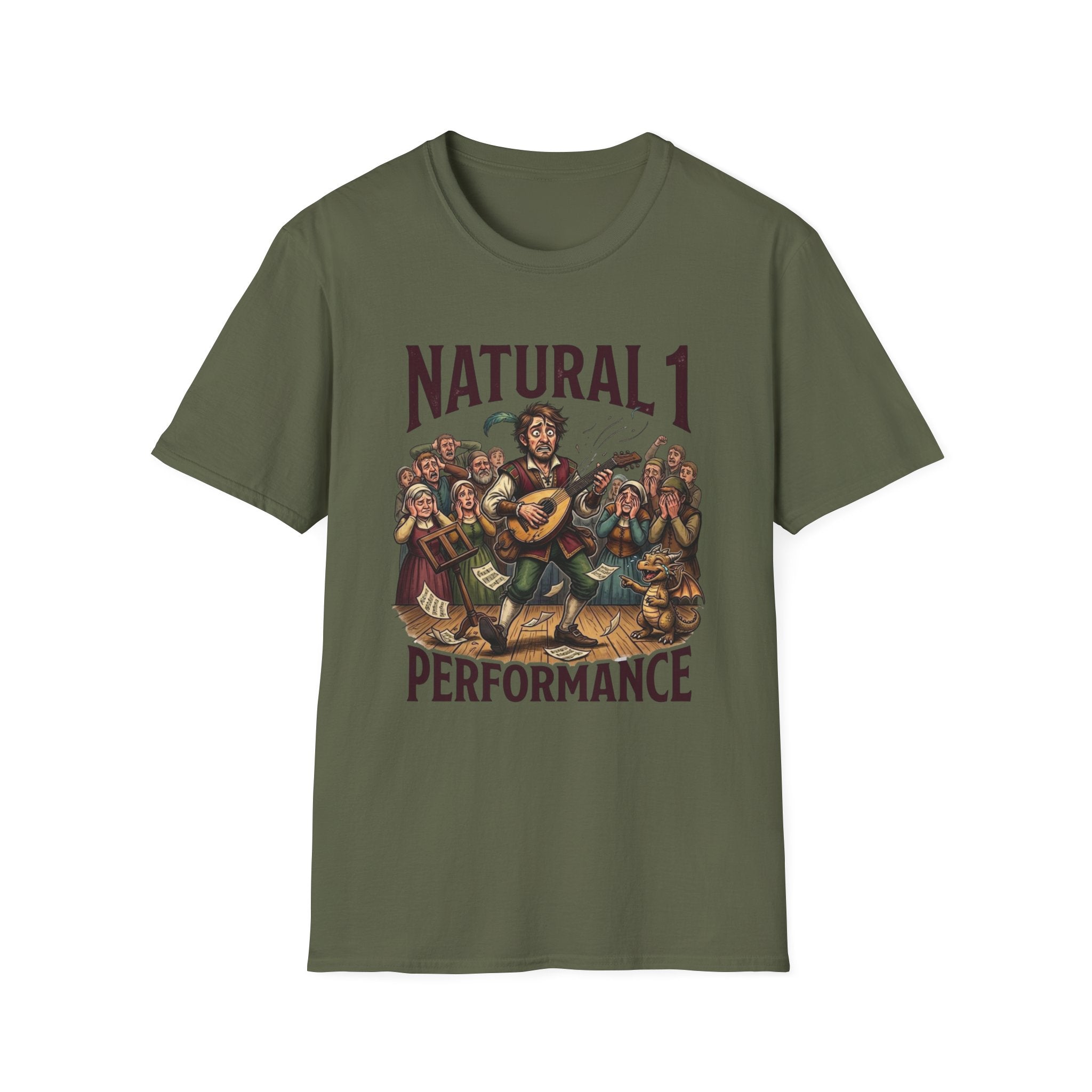 Bard D&D Fantasy Illustration T-Shirt | Natural 1 Performance Poster Tee