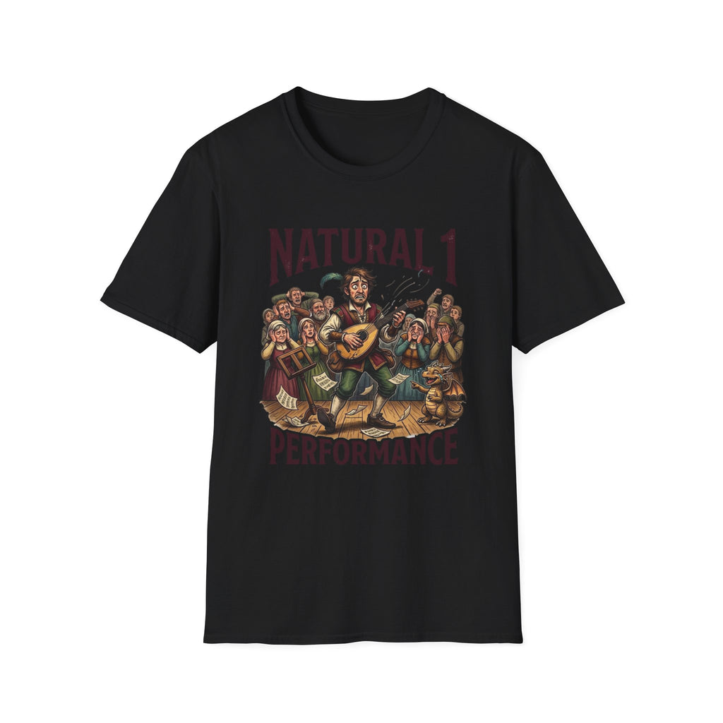 Bard D&D Fantasy Illustration T-Shirt | Natural 1 Performance Poster Tee