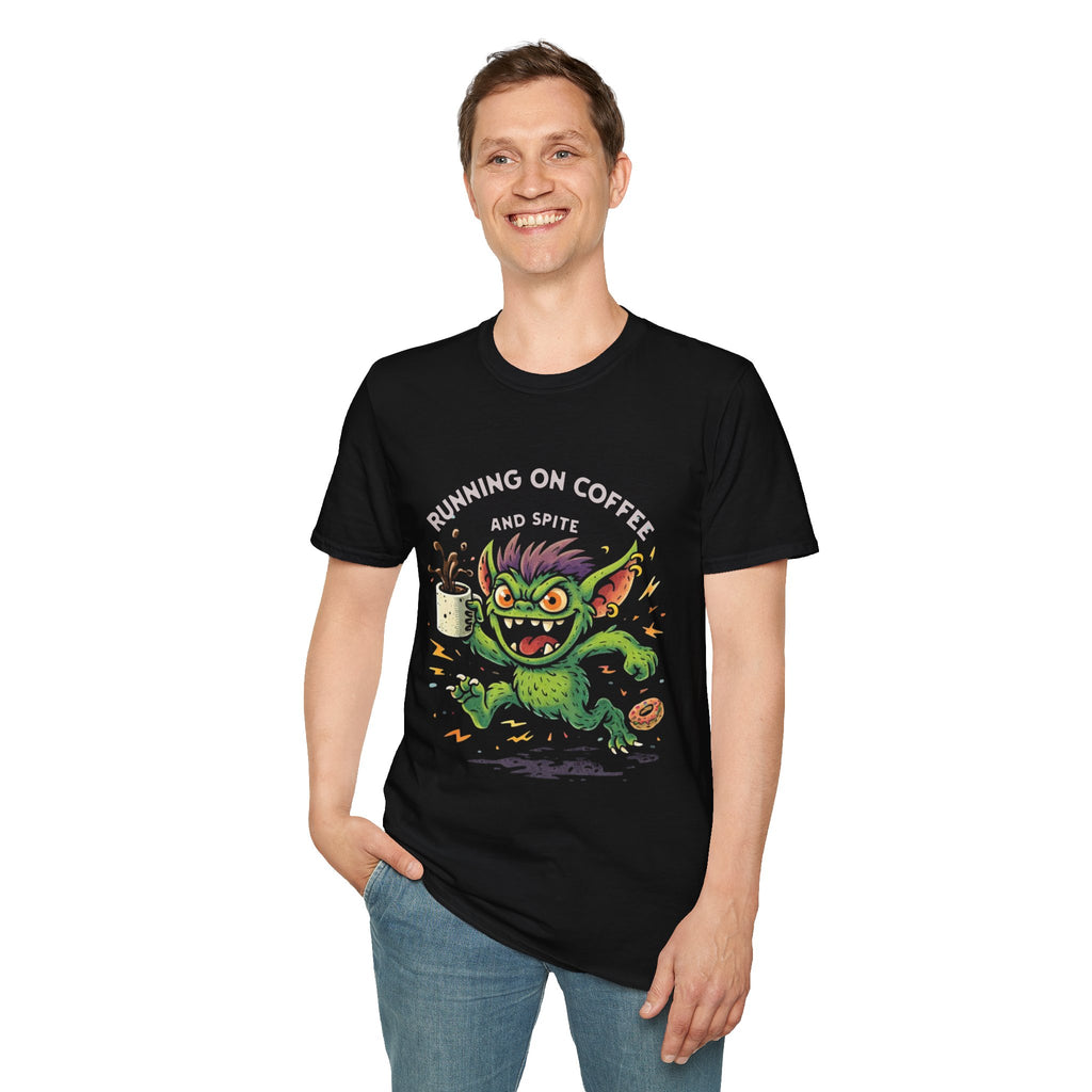 Running on Coffee and Spite T-Shirt | Funny Monster Coffee Tee