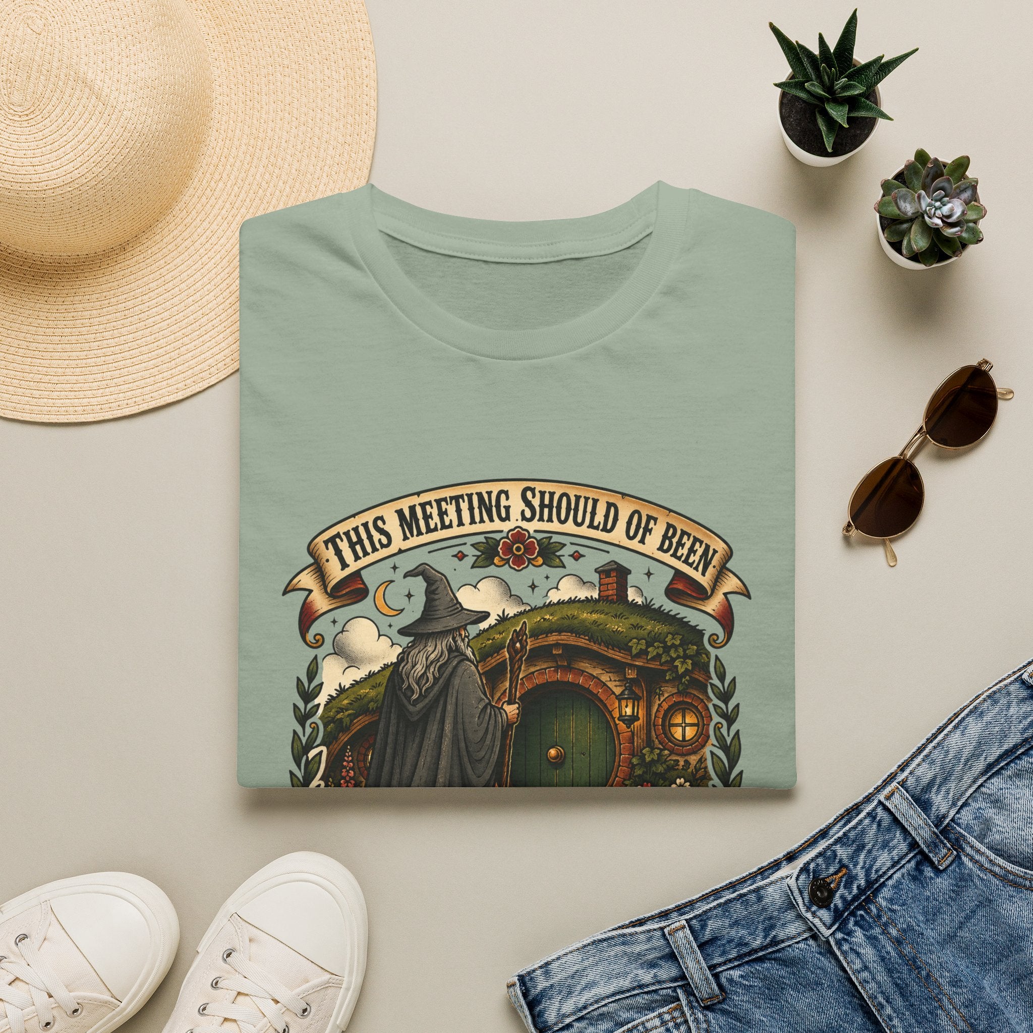 This Meeting Should Have Been Gandalf Hobbit Door Graphic T-Shirt | Fantasy Adventure Tee