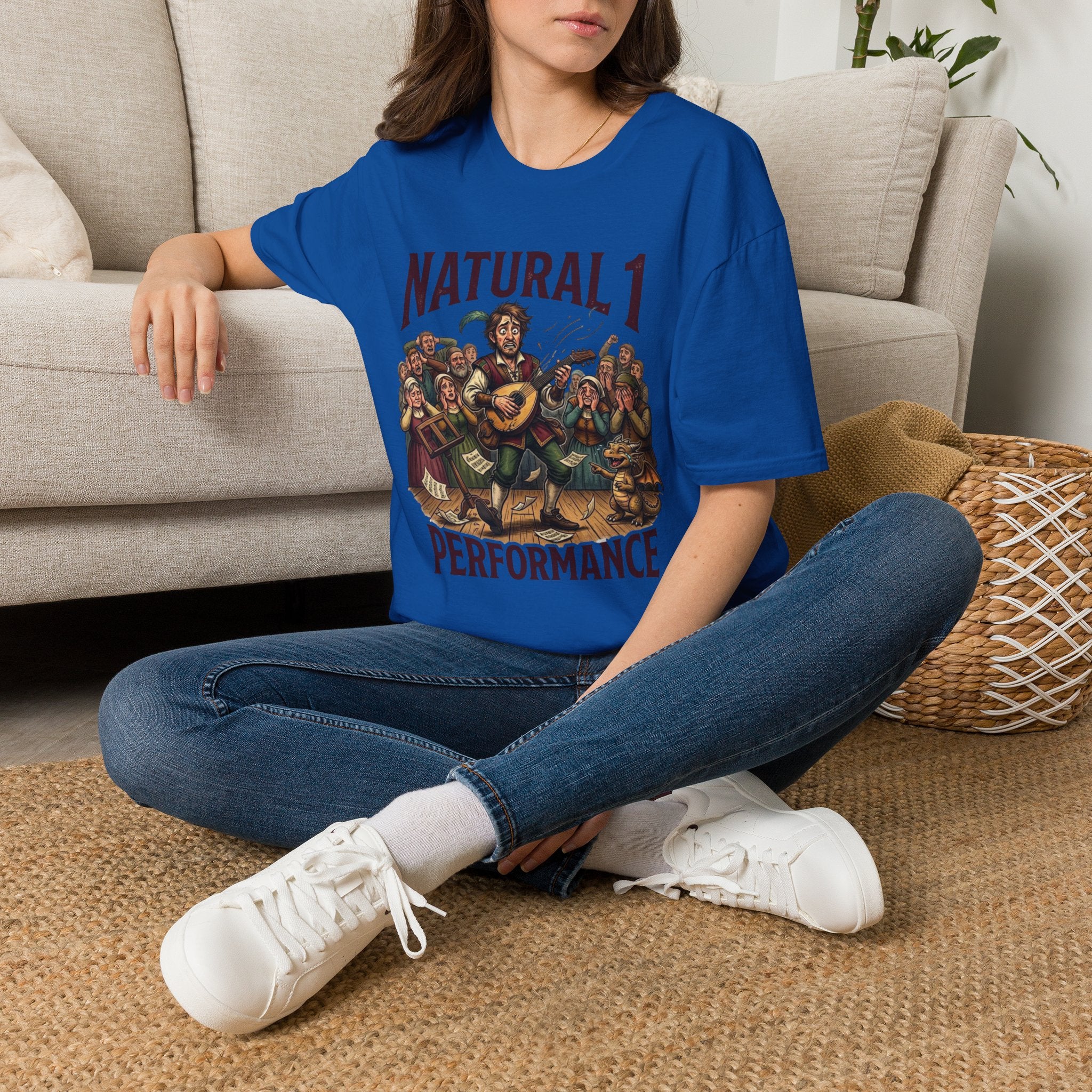 Bard D&D Fantasy Illustration T-Shirt | Natural 1 Performance Poster Tee