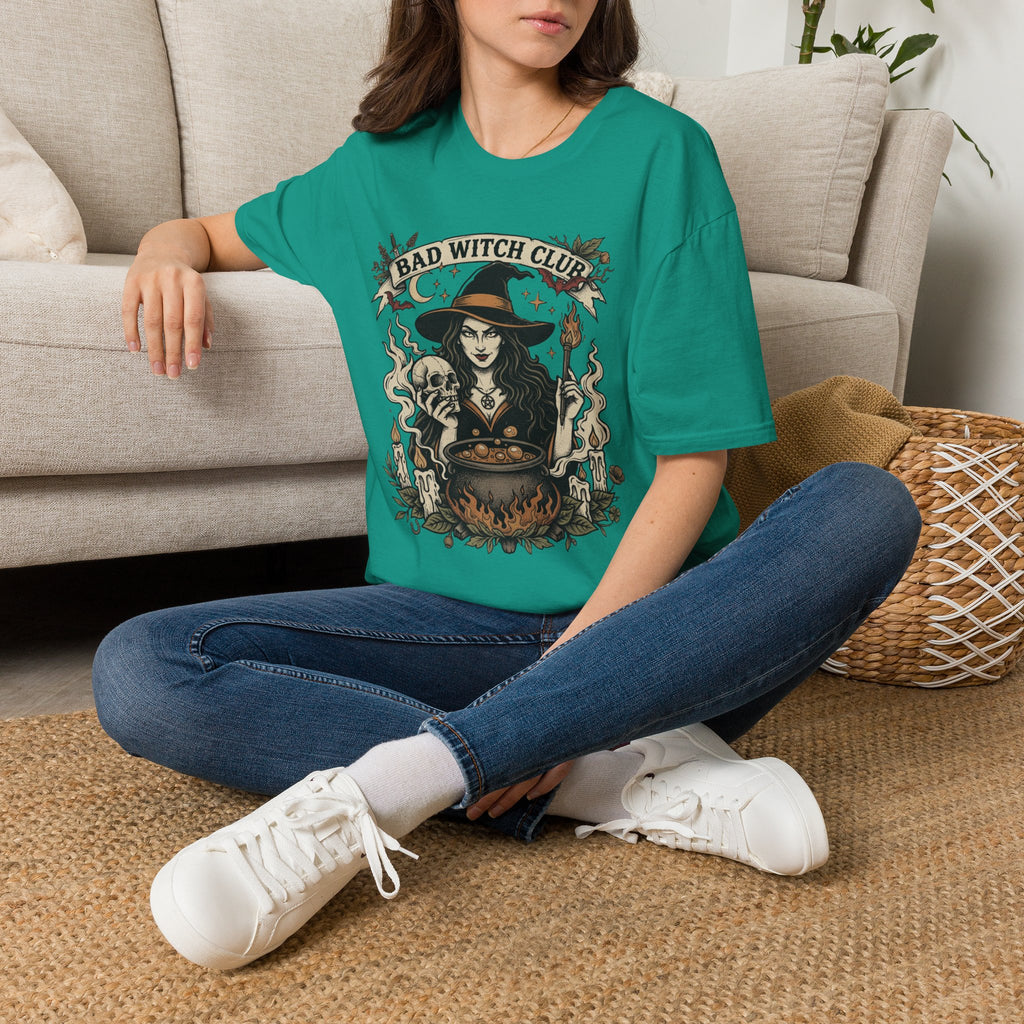 Bad Witch Club T-Shirt | Witch Illustration, Skull, Cauldron, Spooky