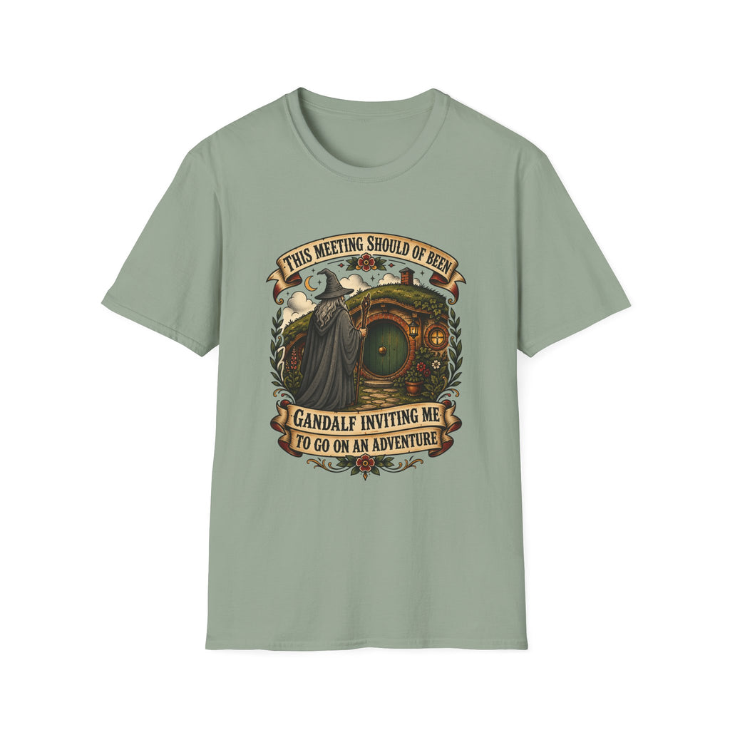 This Meeting Should Have Been Gandalf Hobbit Door Graphic T-Shirt | Fantasy Adventure Tee