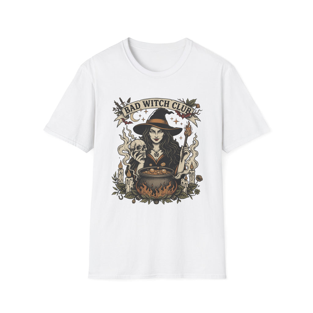 Bad Witch Club T-Shirt | Witch Illustration, Skull, Cauldron, Spooky
