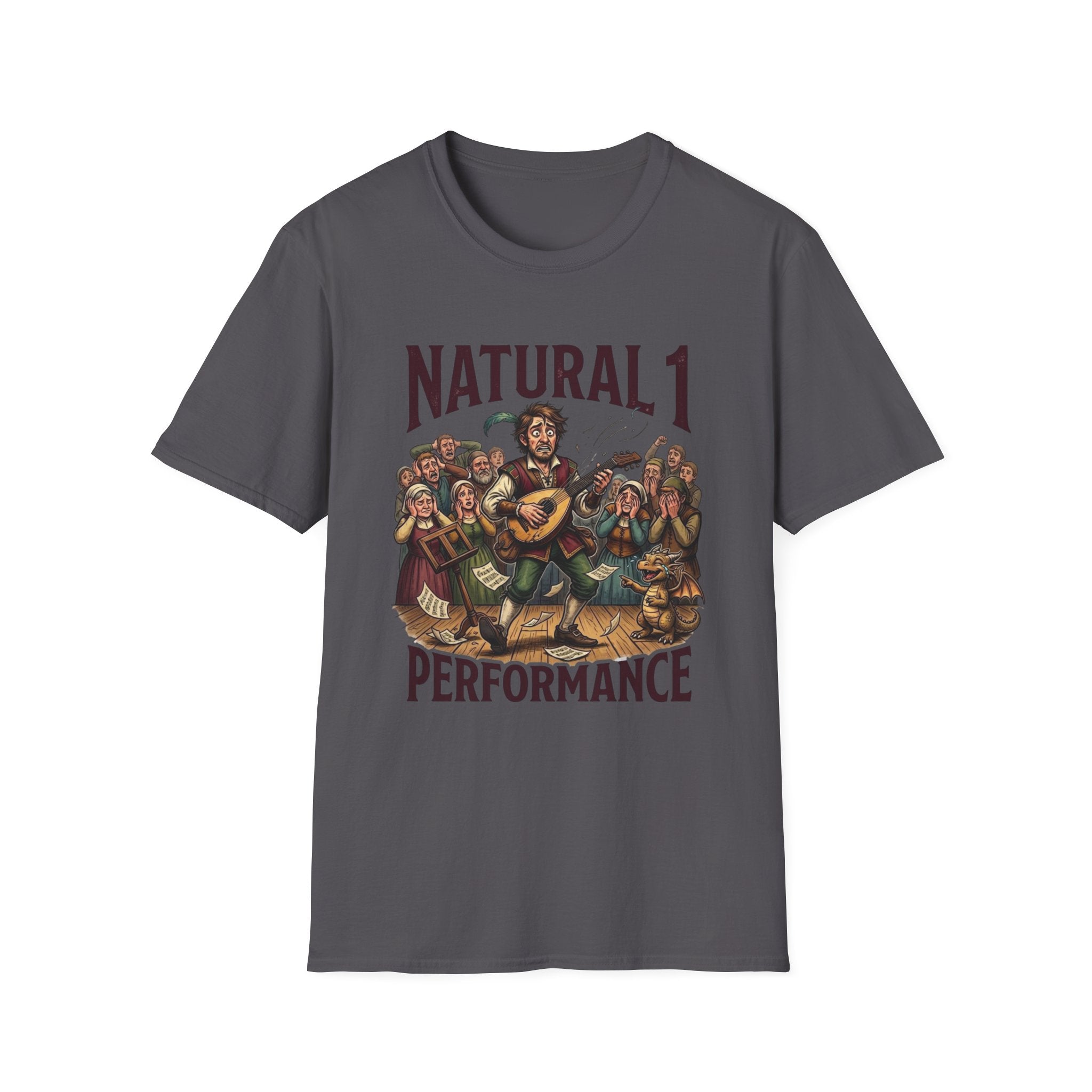 Bard D&D Fantasy Illustration T-Shirt | Natural 1 Performance Poster Tee