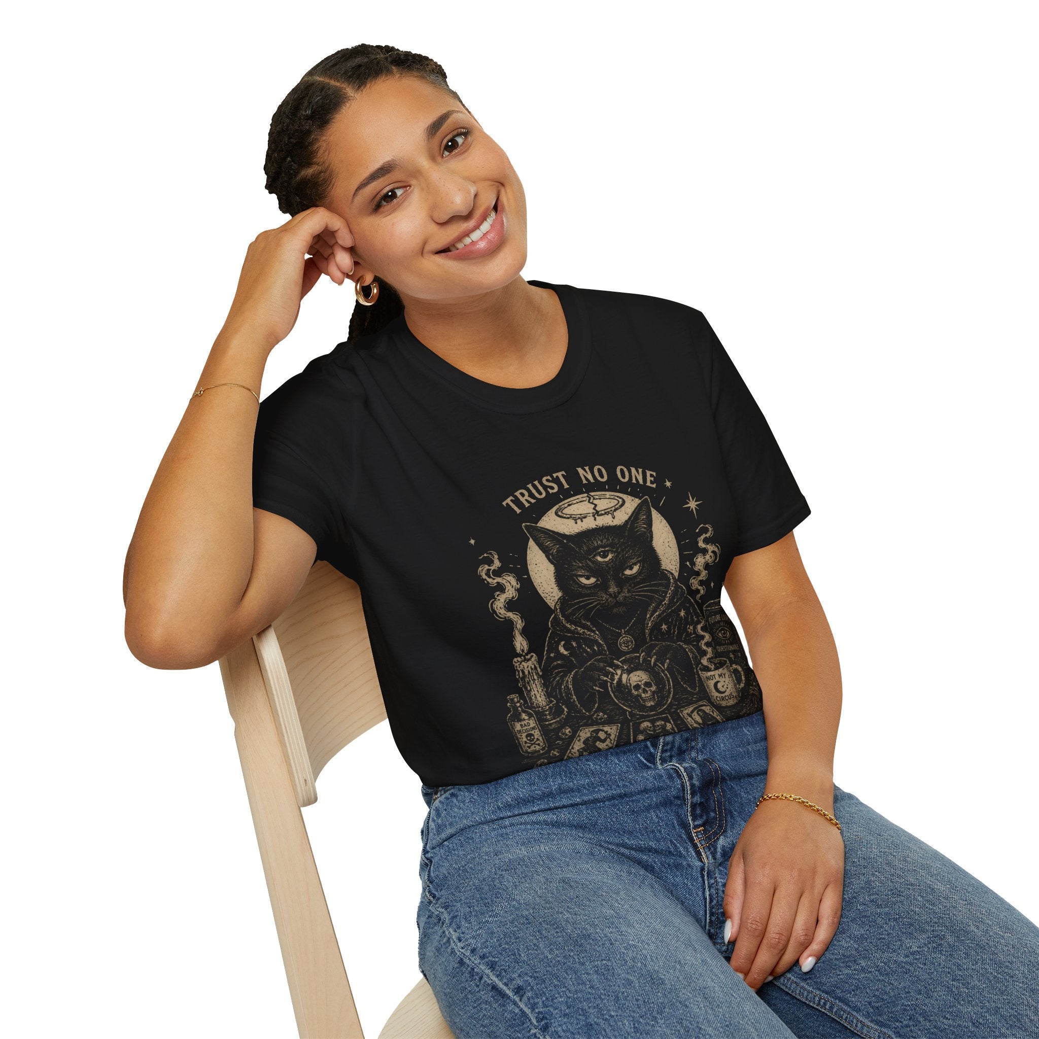 Trust No One Black Cat Tarot T-Shirt | Occult Witchy Mystic Shirt