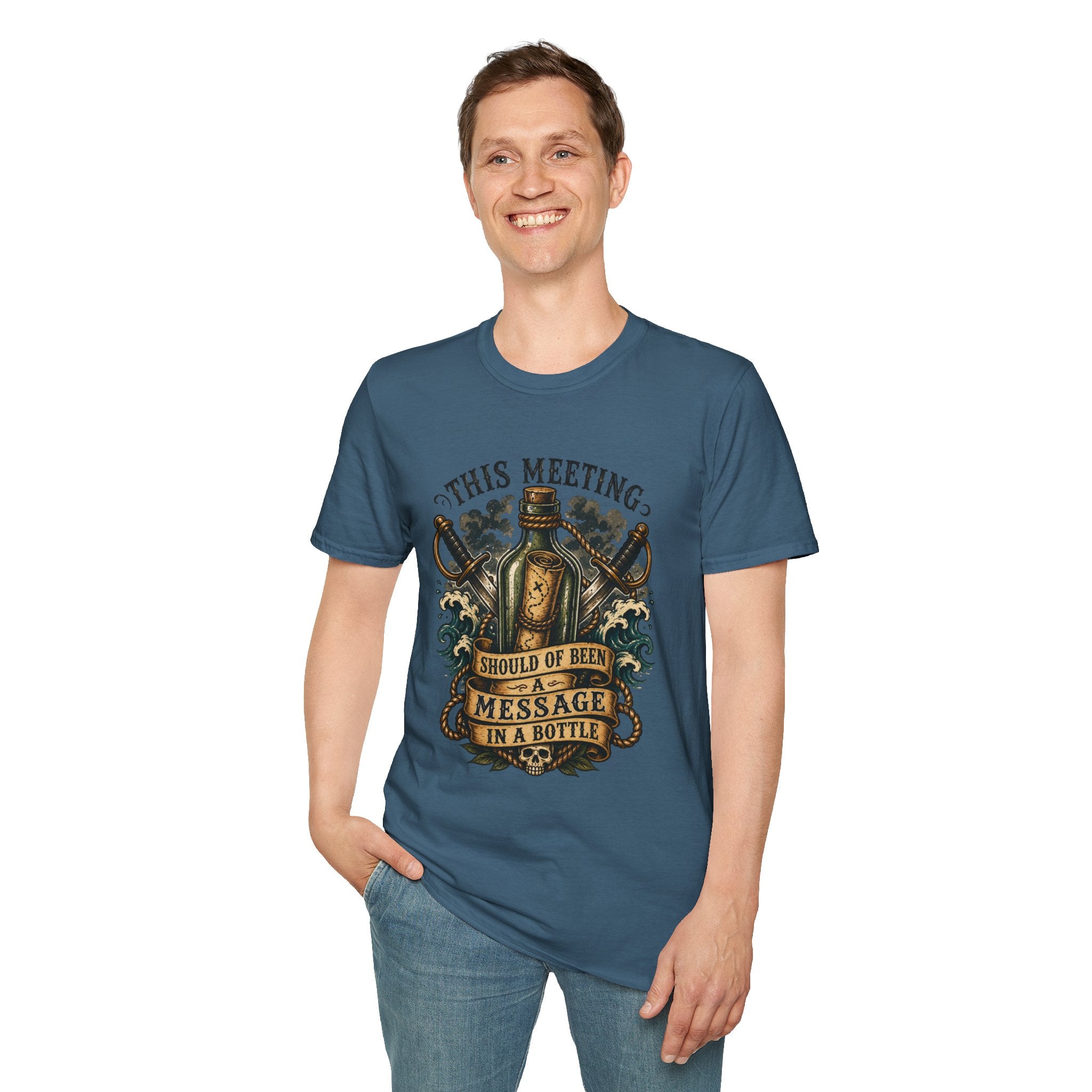 This Meeting Should Be A Message In A Bottle T-Shirt | Nautical Pirate Bottle Design