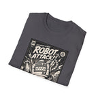 Robot Attack comic cover T-Shirt | Retro Sci-Fi Robot Tee