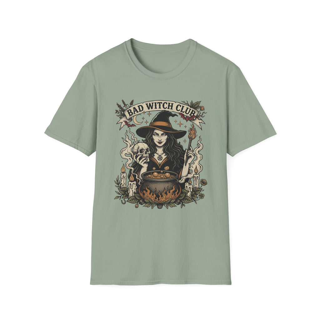 Bad Witch Club T-Shirt | Witch Illustration, Skull, Cauldron, Spooky