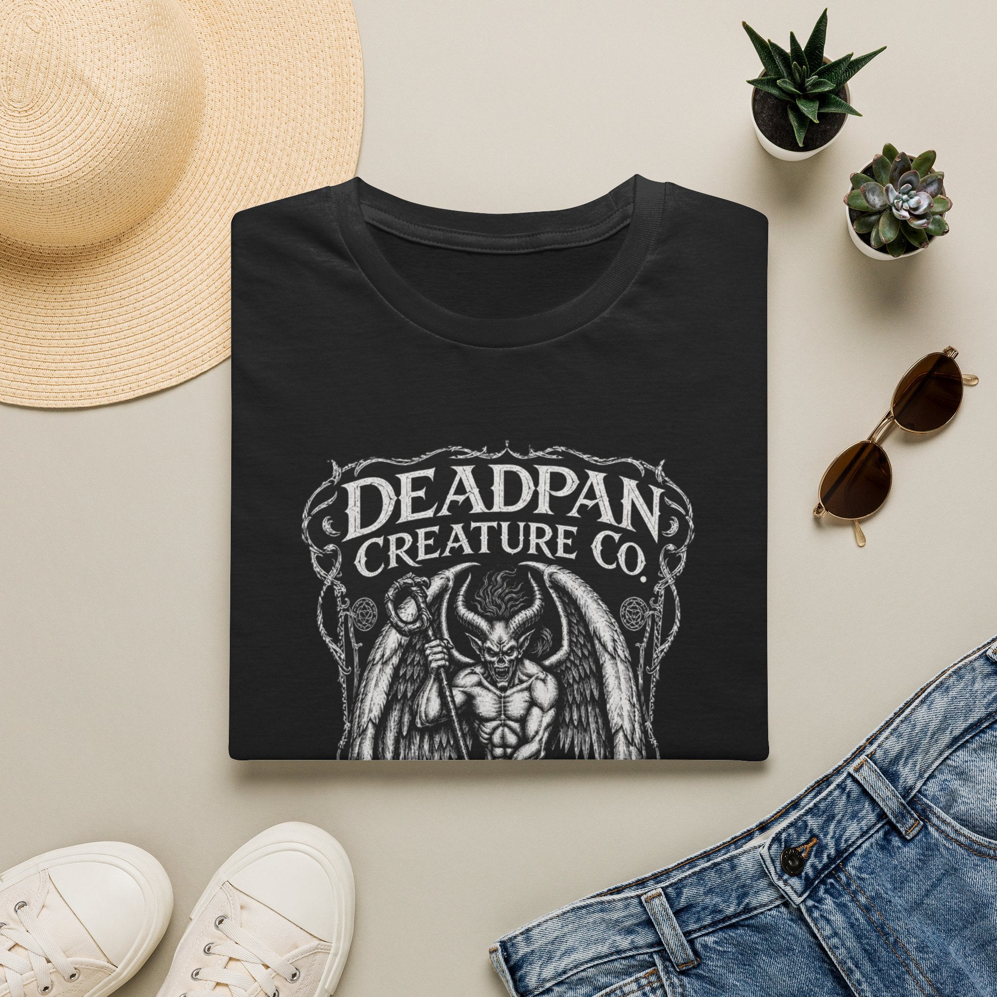 Deadpan Creature Co Gargoyle Illustration T-Shirt | Gothic Demon Art Tee