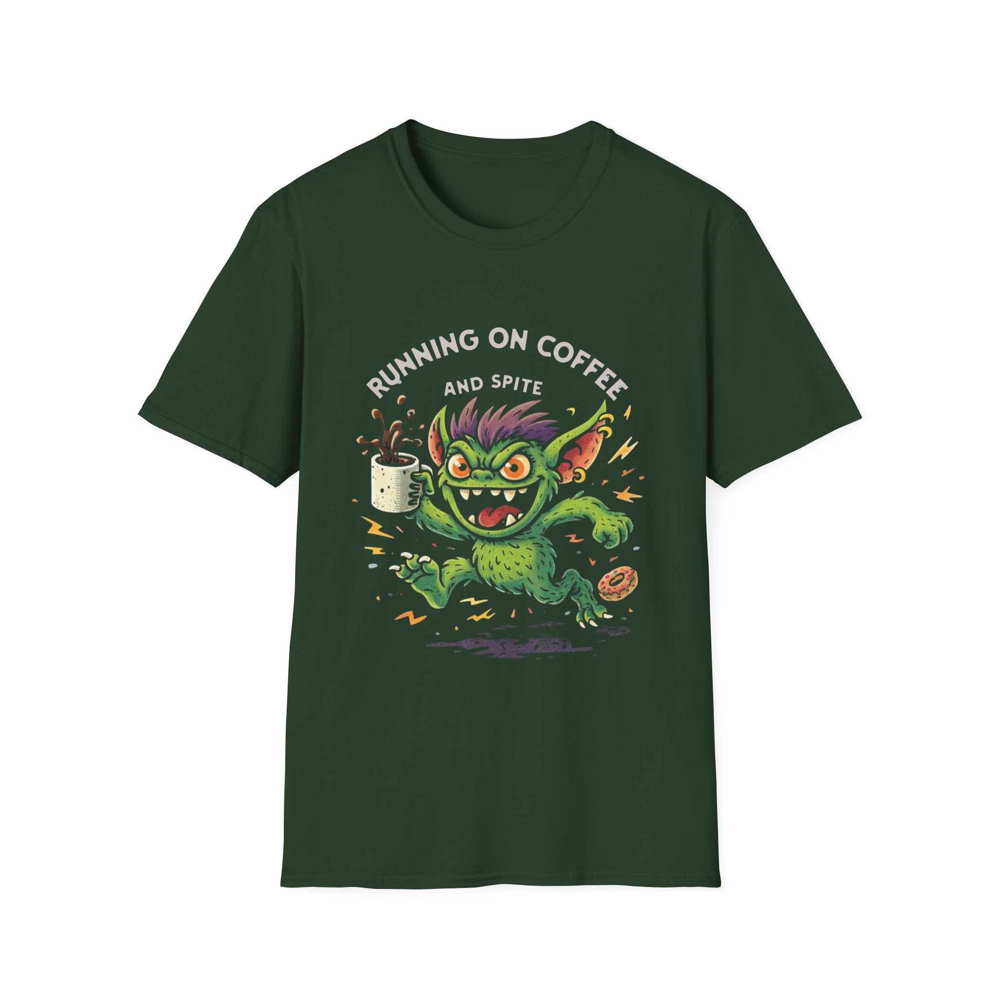 Running on Coffee and Spite T-Shirt | Funny Monster Coffee Tee
