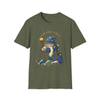 Sad Wizard Illustration T-Shirt | Cute Wizard With Staff, Stars & Potions