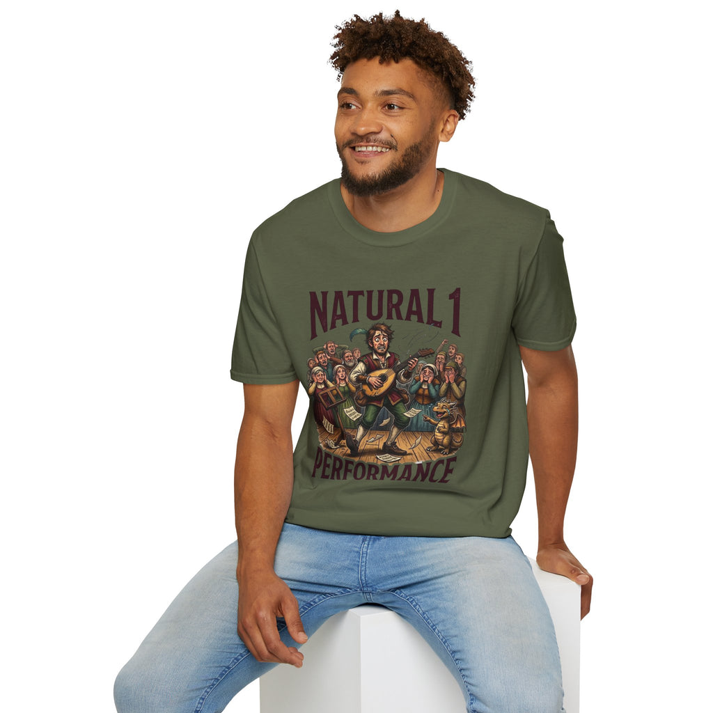 Bard D&D Fantasy Illustration T-Shirt | Natural 1 Performance Poster Tee