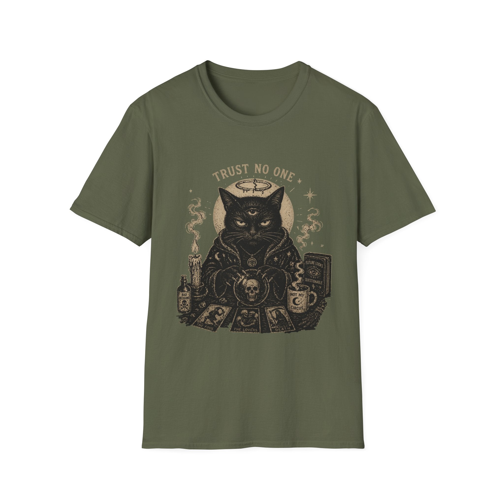 Trust No One Black Cat Tarot T-Shirt | Occult Witchy Mystic Shirt