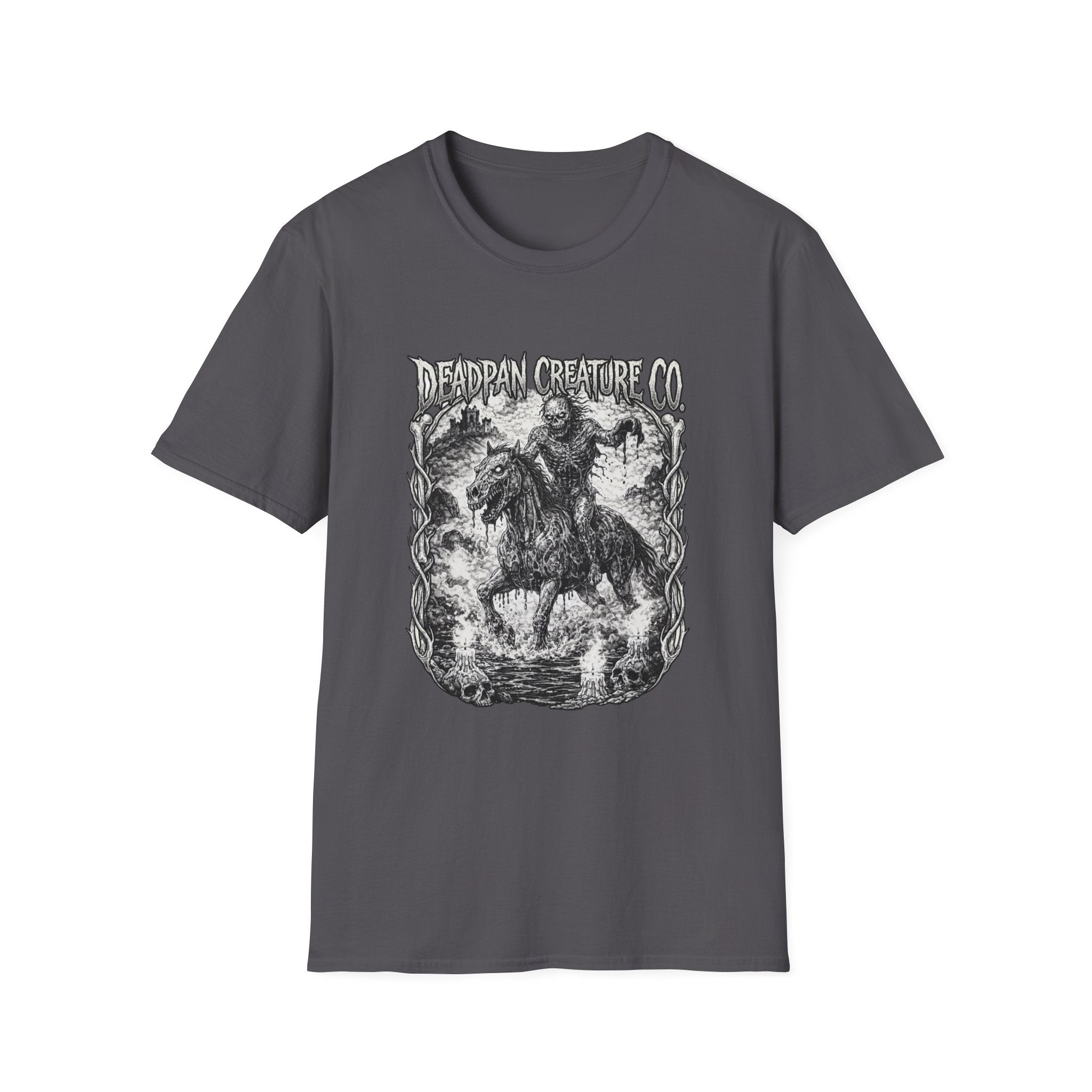 Deadpan Creature Co Skeletal Rider T-Shirt | Gothic Horror Artwork