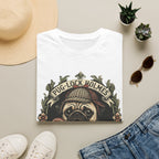 Pug-Lock Holmes Illustration T-Shirt | Pug Detective Vintage Badge