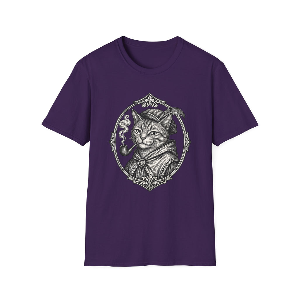 Steampunk Cat Portrait T-Shirt | Victorian Cat with Top Hat and Pipe