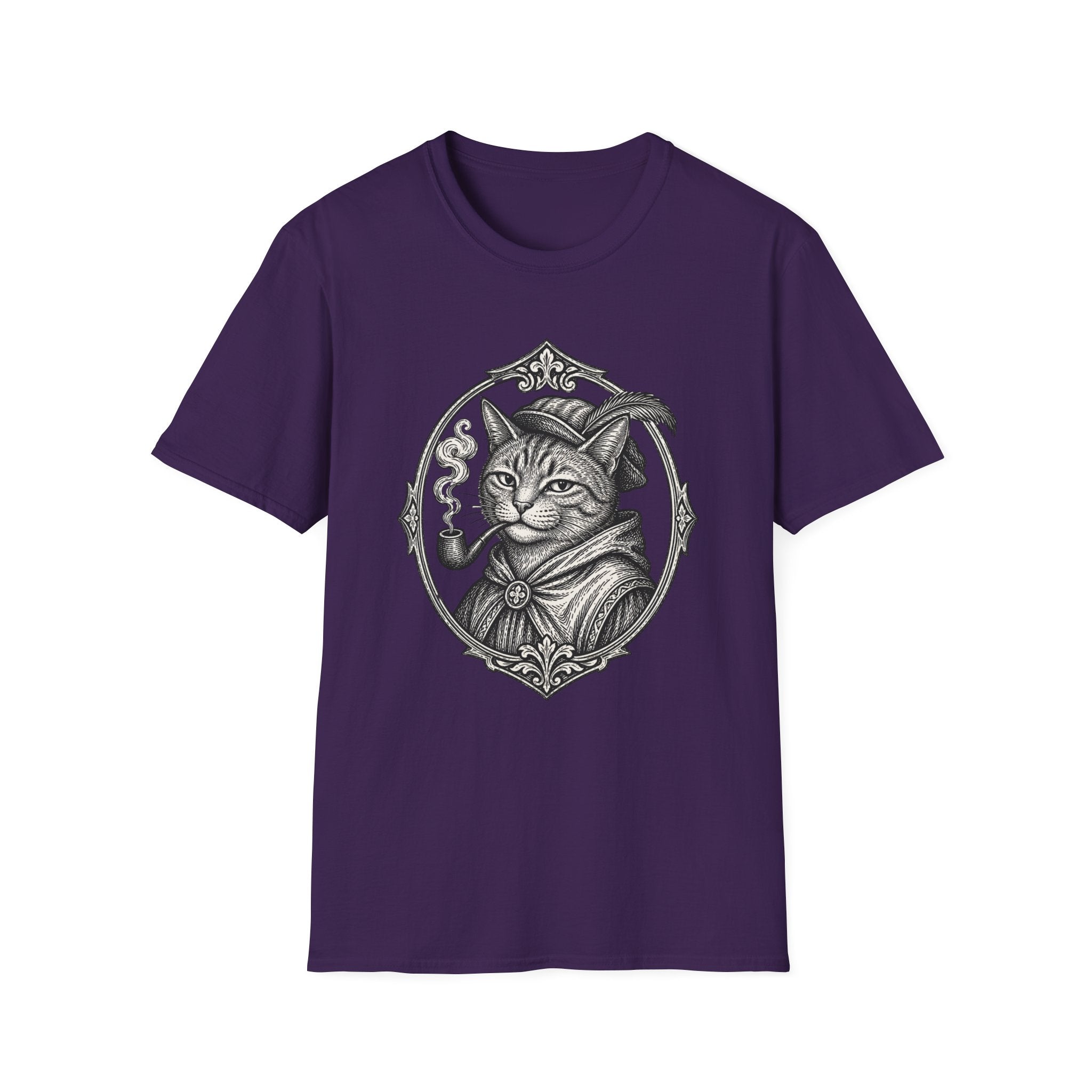 Steampunk Cat Portrait T-Shirt | Victorian Cat with Top Hat and Pipe
