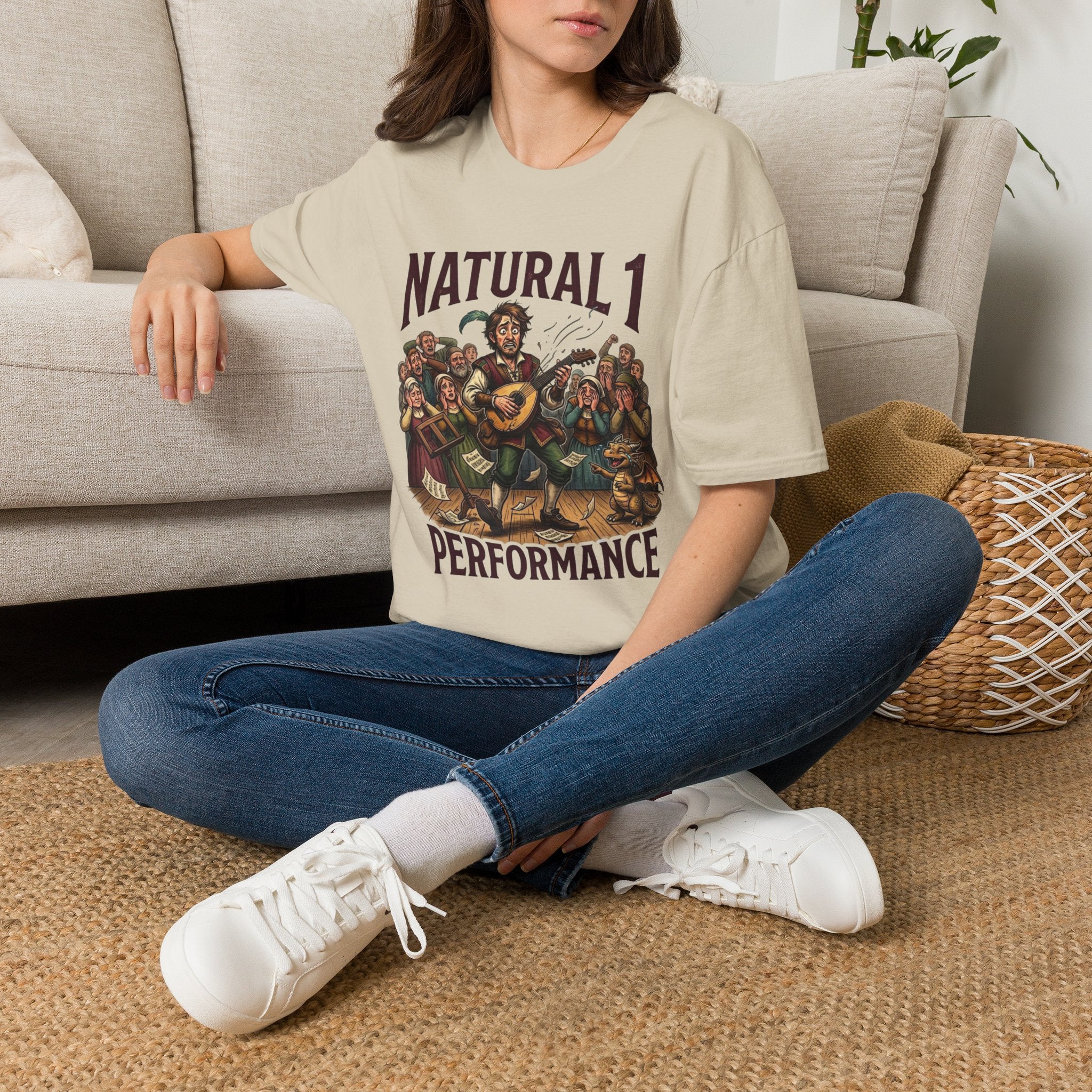 Bard D&D Fantasy Illustration T-Shirt | Natural 1 Performance Poster Tee