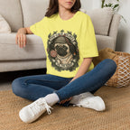 Pug-Lock Holmes Illustration T-Shirt | Pug Detective Vintage Badge