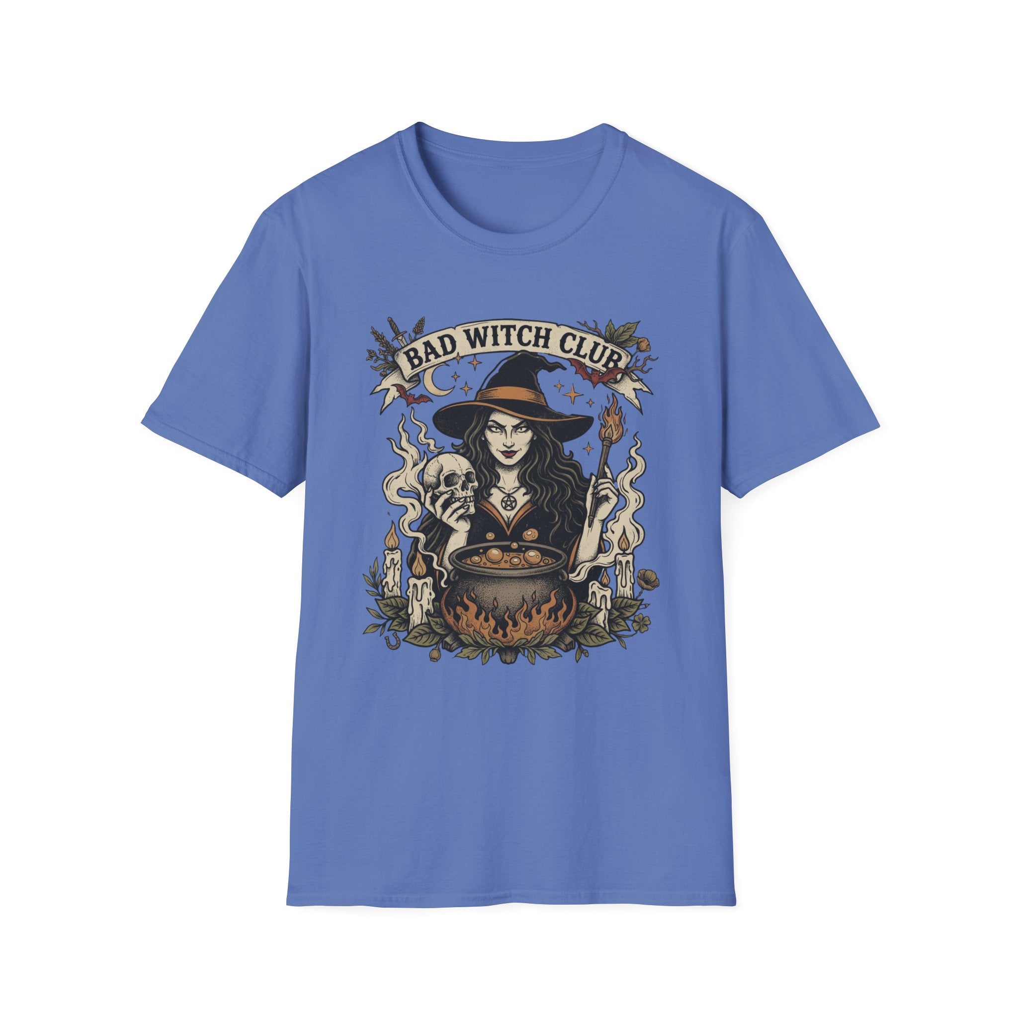 Bad Witch Club T-Shirt | Witch Illustration, Skull, Cauldron, Spooky