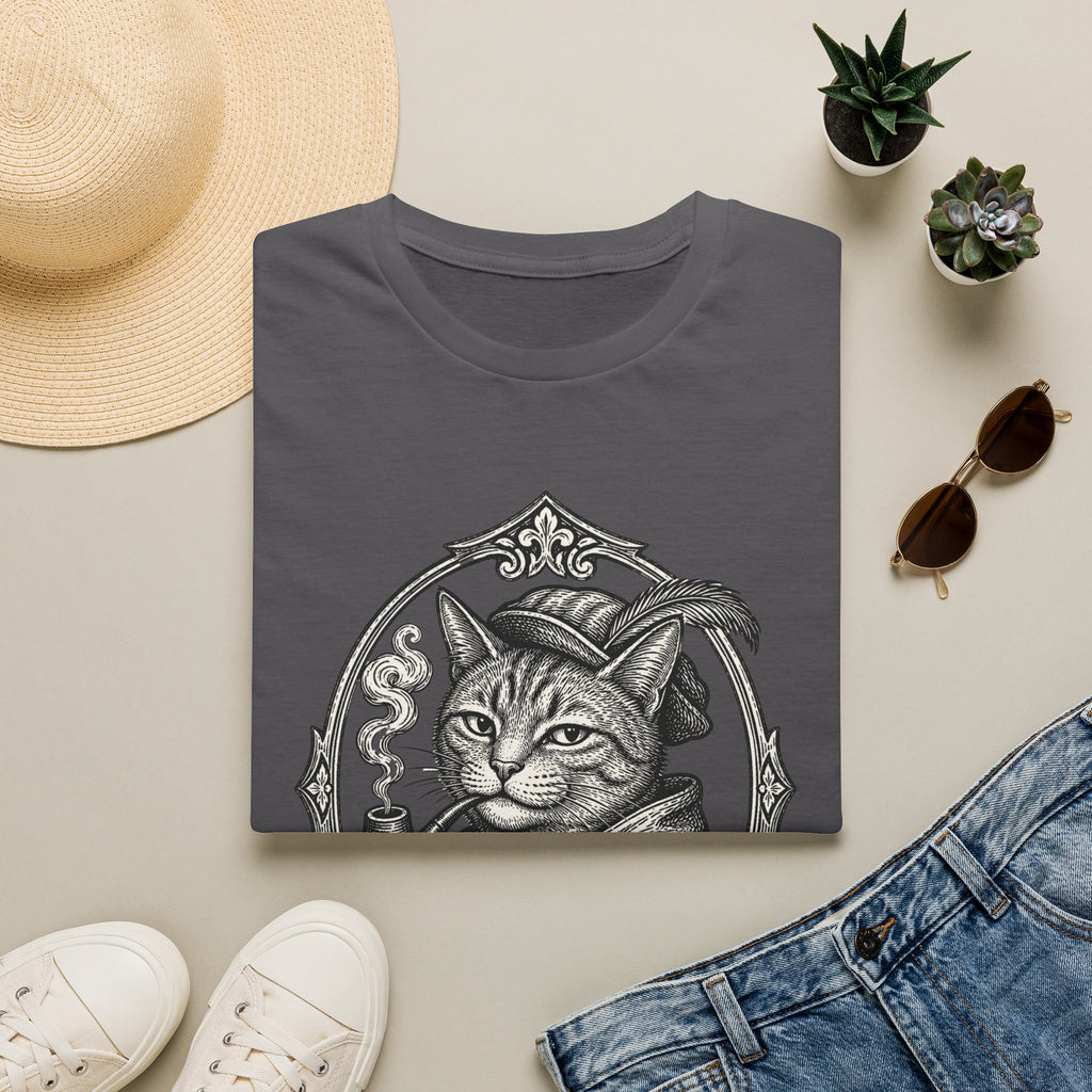 Steampunk Cat Portrait T-Shirt | Victorian Cat with Top Hat and Pipe