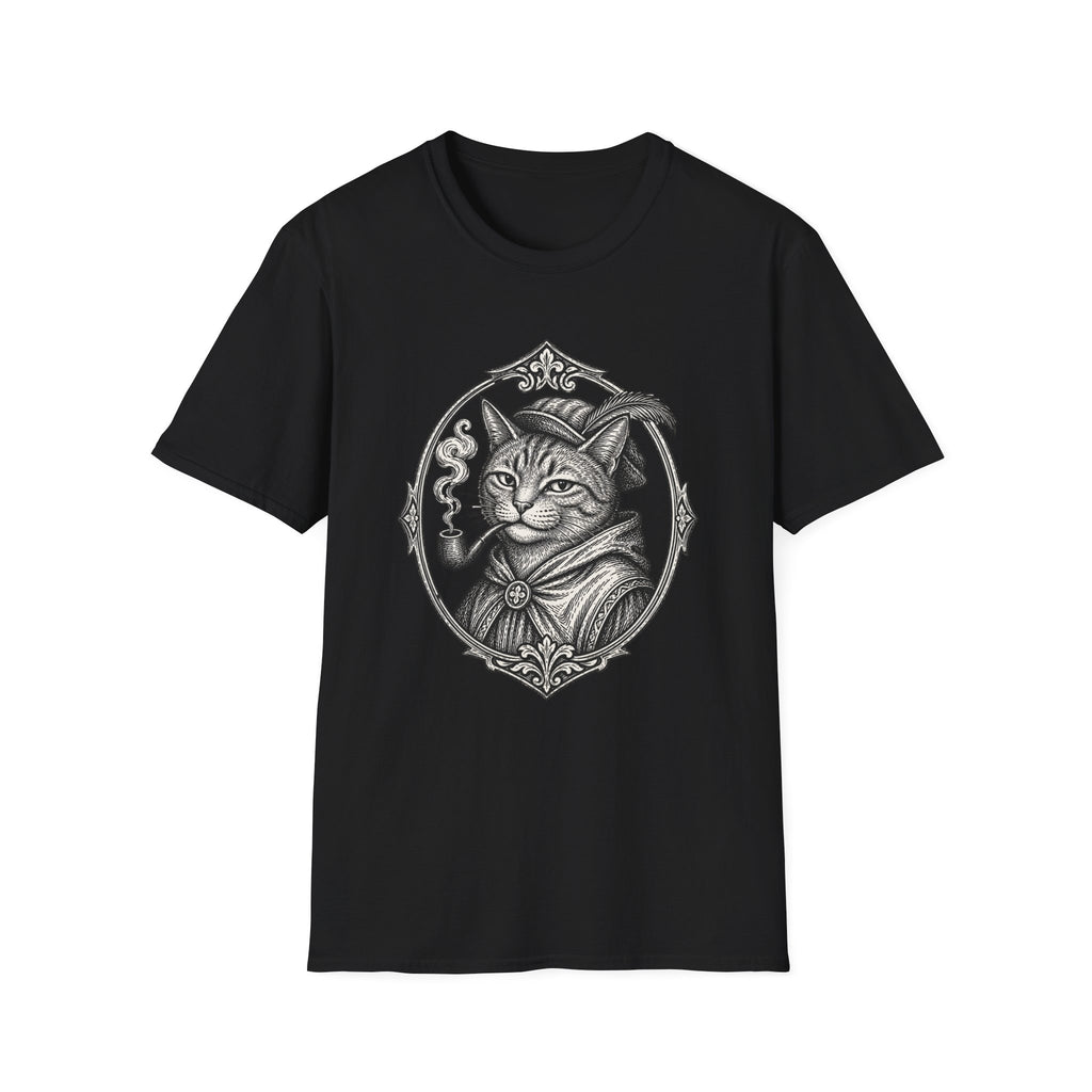 Steampunk Cat Portrait T-Shirt | Victorian Cat with Top Hat and Pipe