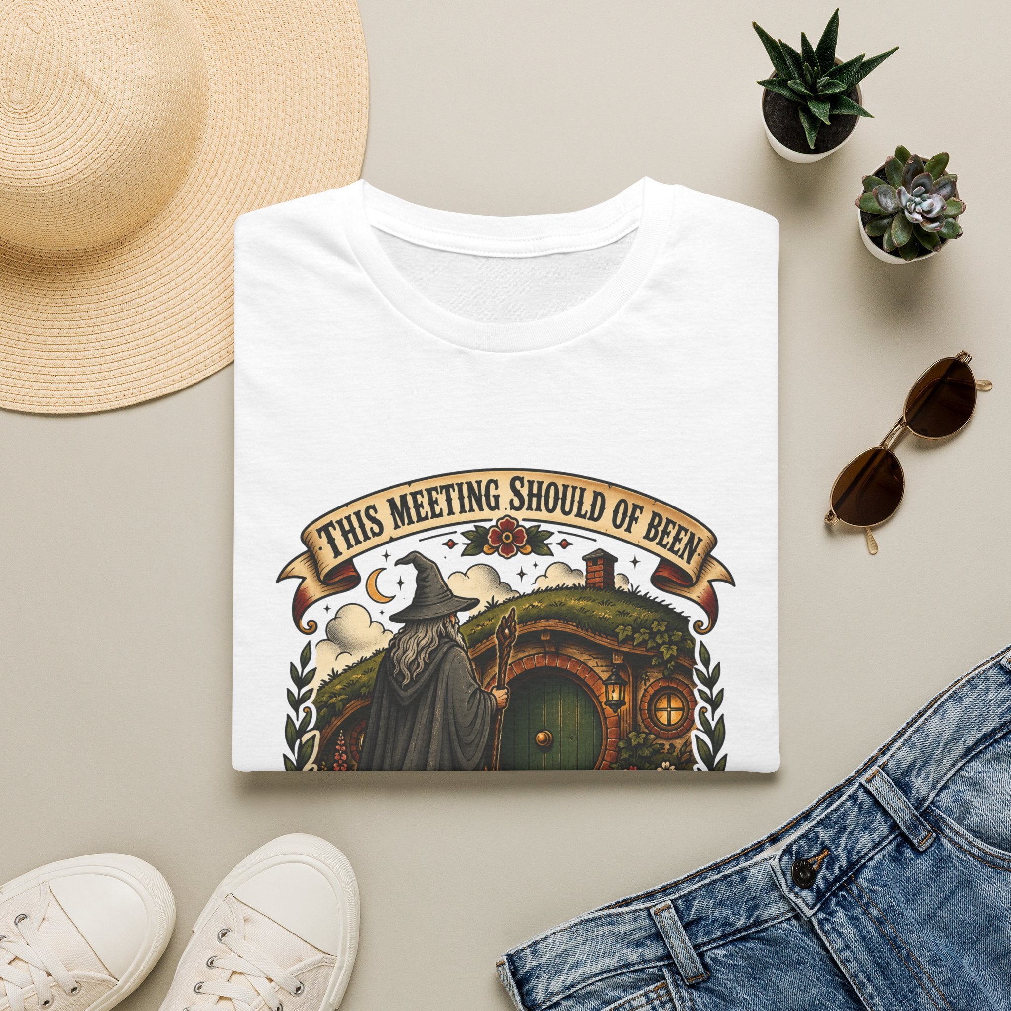 This Meeting Should Have Been Gandalf Hobbit Door Graphic T-Shirt | Fantasy Adventure Tee