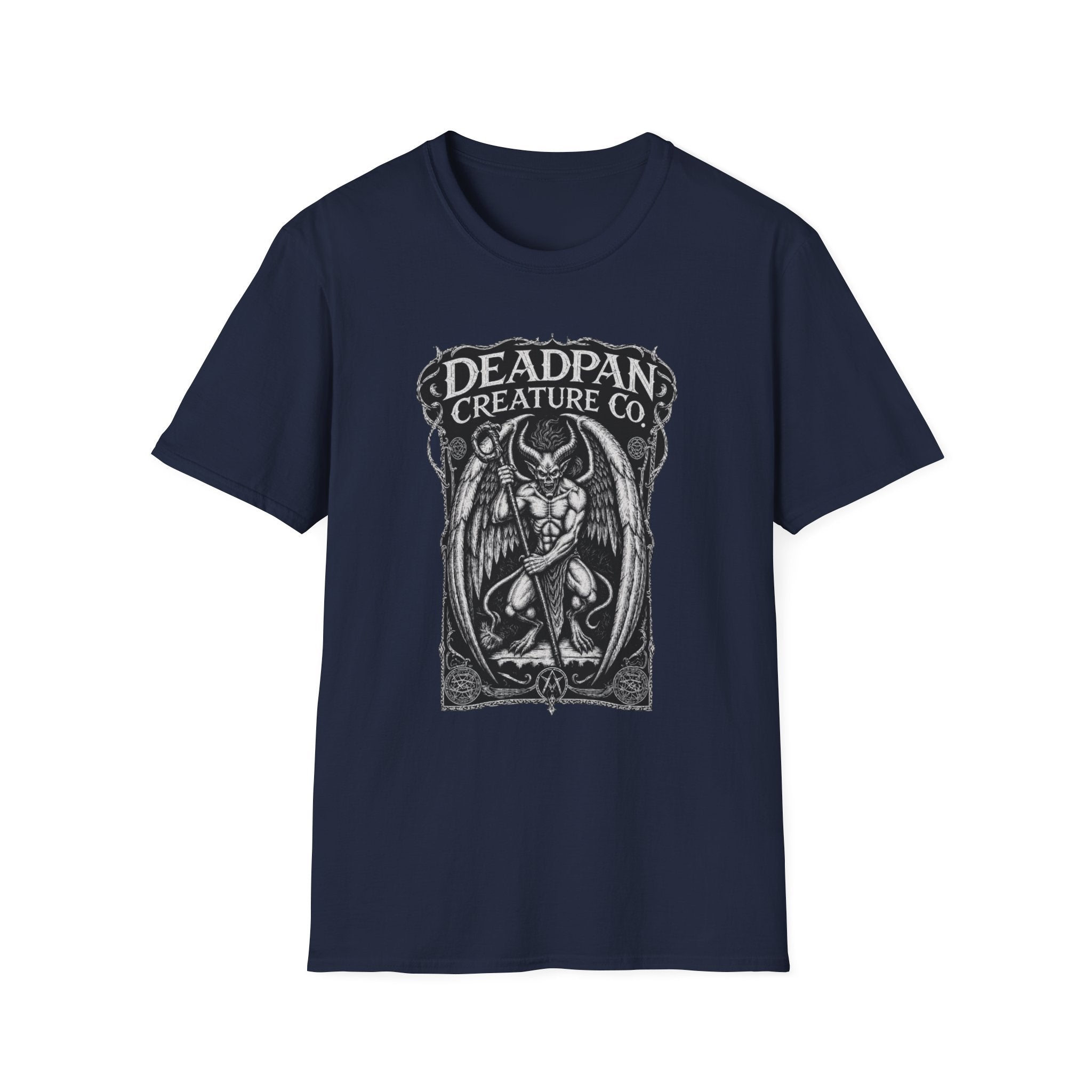 Deadpan Creature Co Gargoyle Illustration T-Shirt | Gothic Demon Art Tee