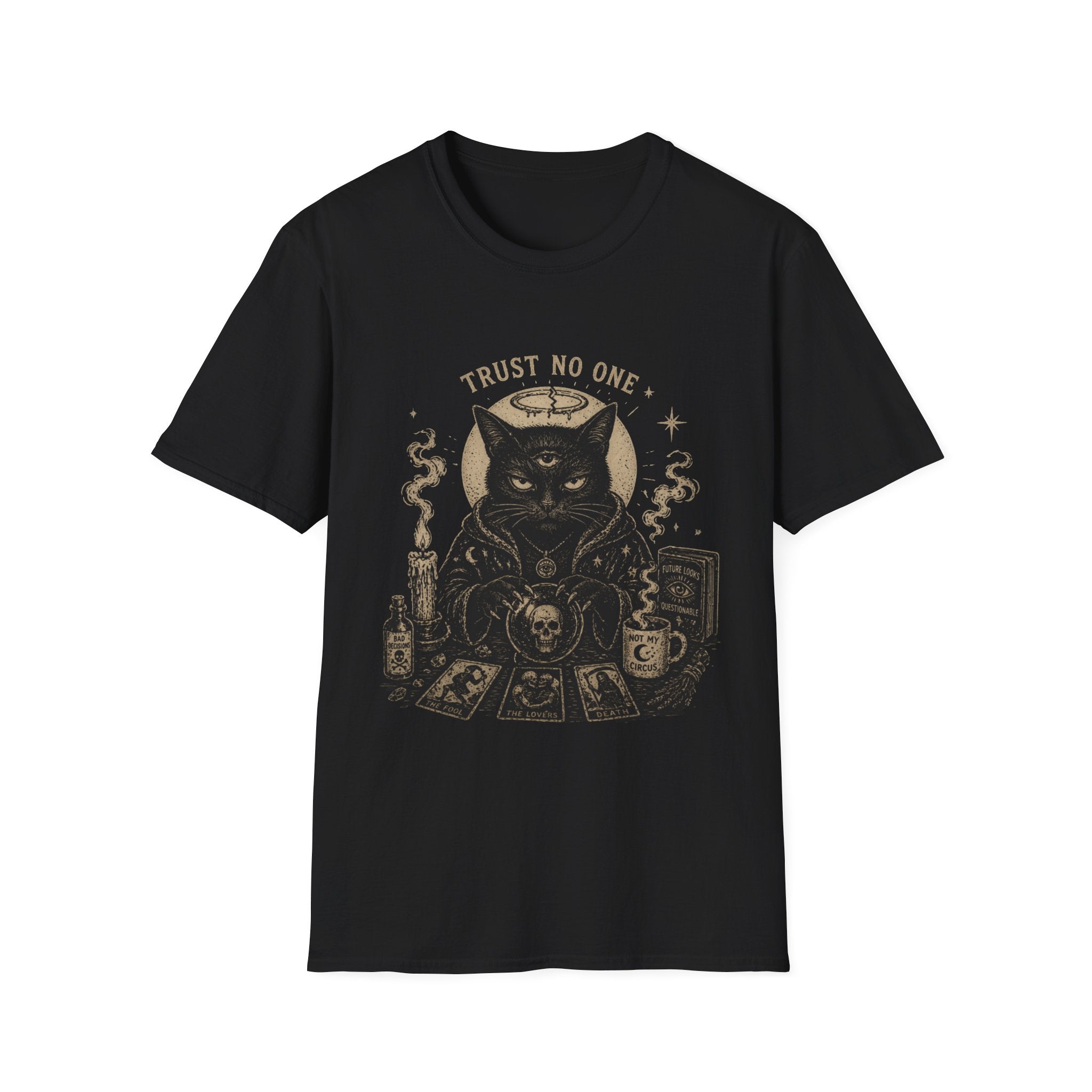 Trust No One Black Cat Tarot T-Shirt | Occult Witchy Mystic Shirt