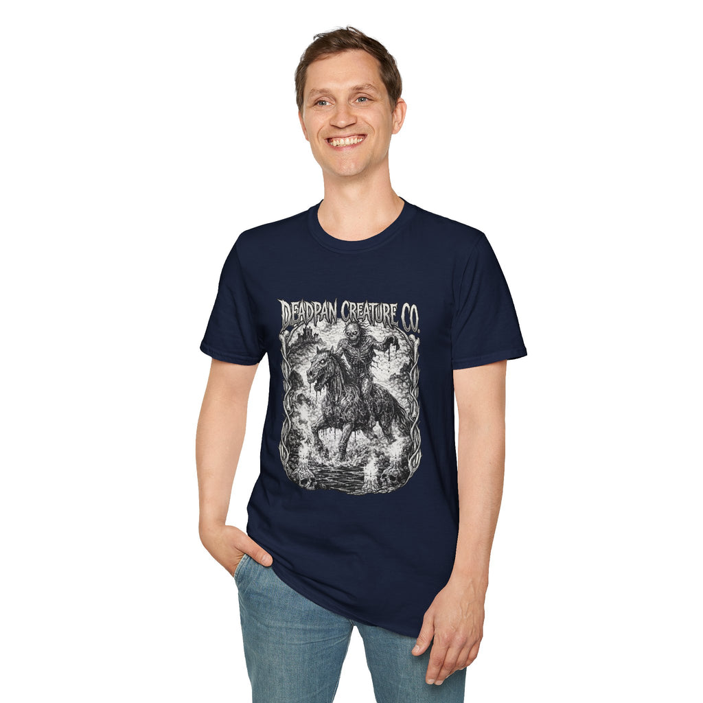 Deadpan Creature Co Skeletal Rider T-Shirt | Gothic Horror Artwork