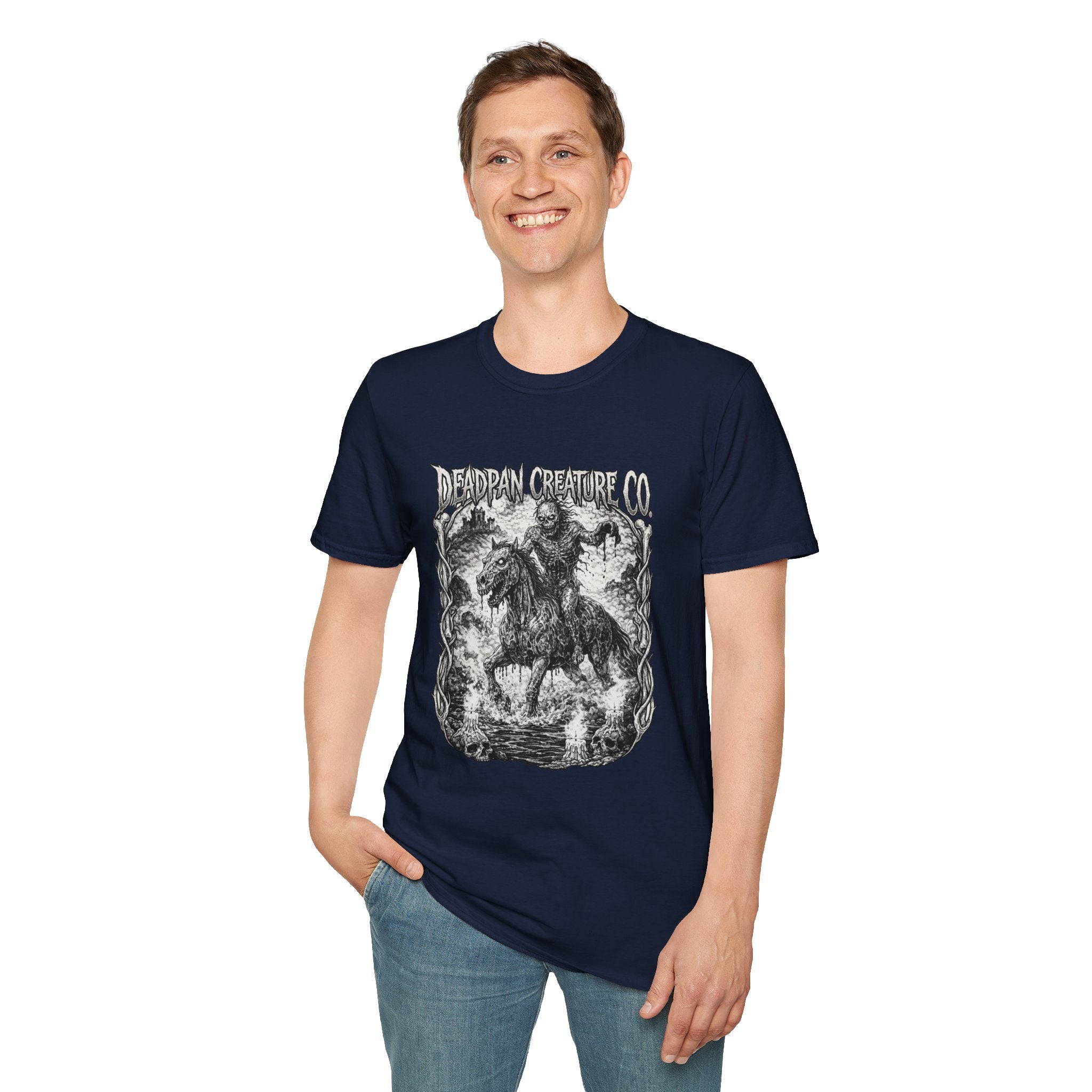 Deadpan Creature Co Skeletal Rider T-Shirt | Gothic Horror Artwork