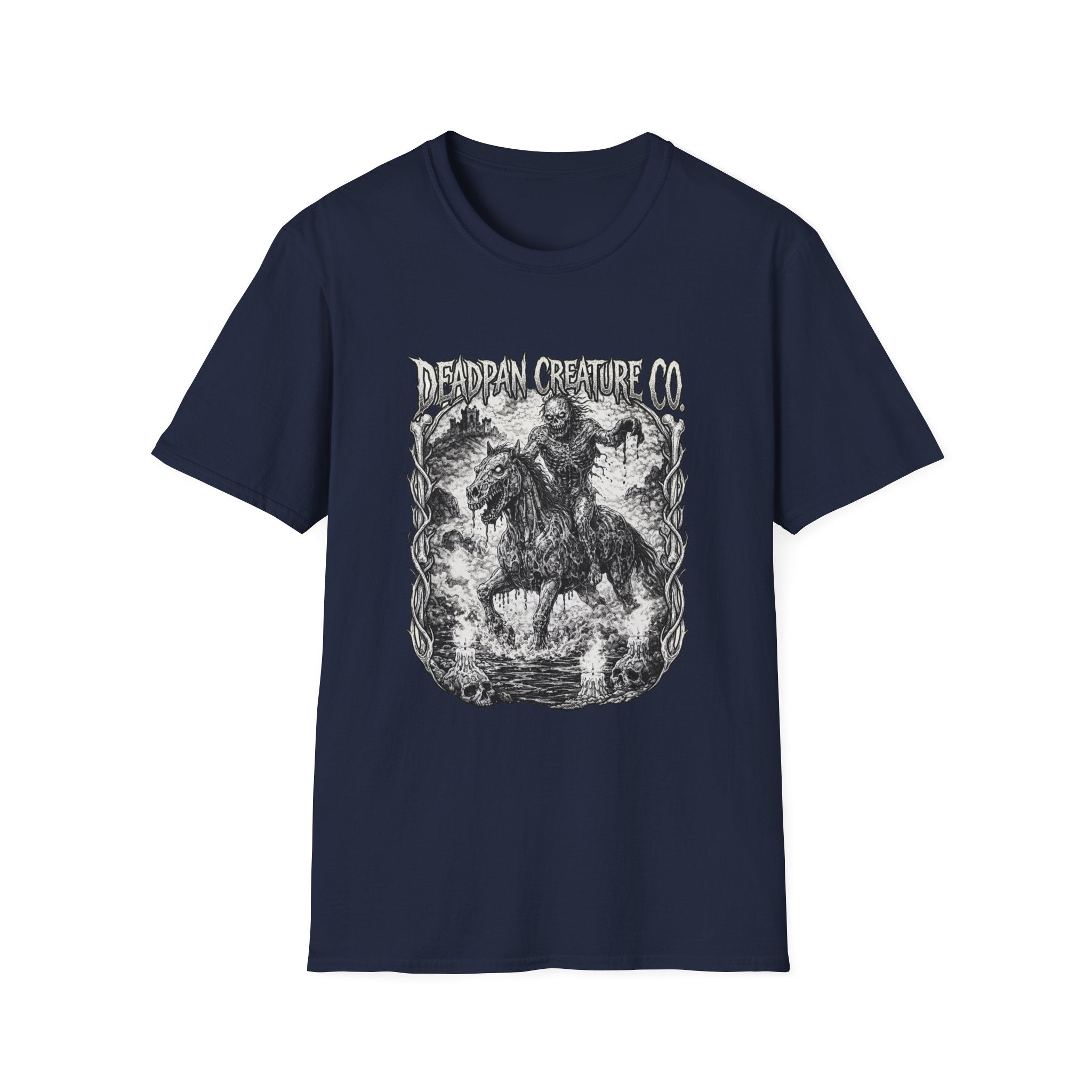 Deadpan Creature Co Skeletal Rider T-Shirt | Gothic Horror Artwork