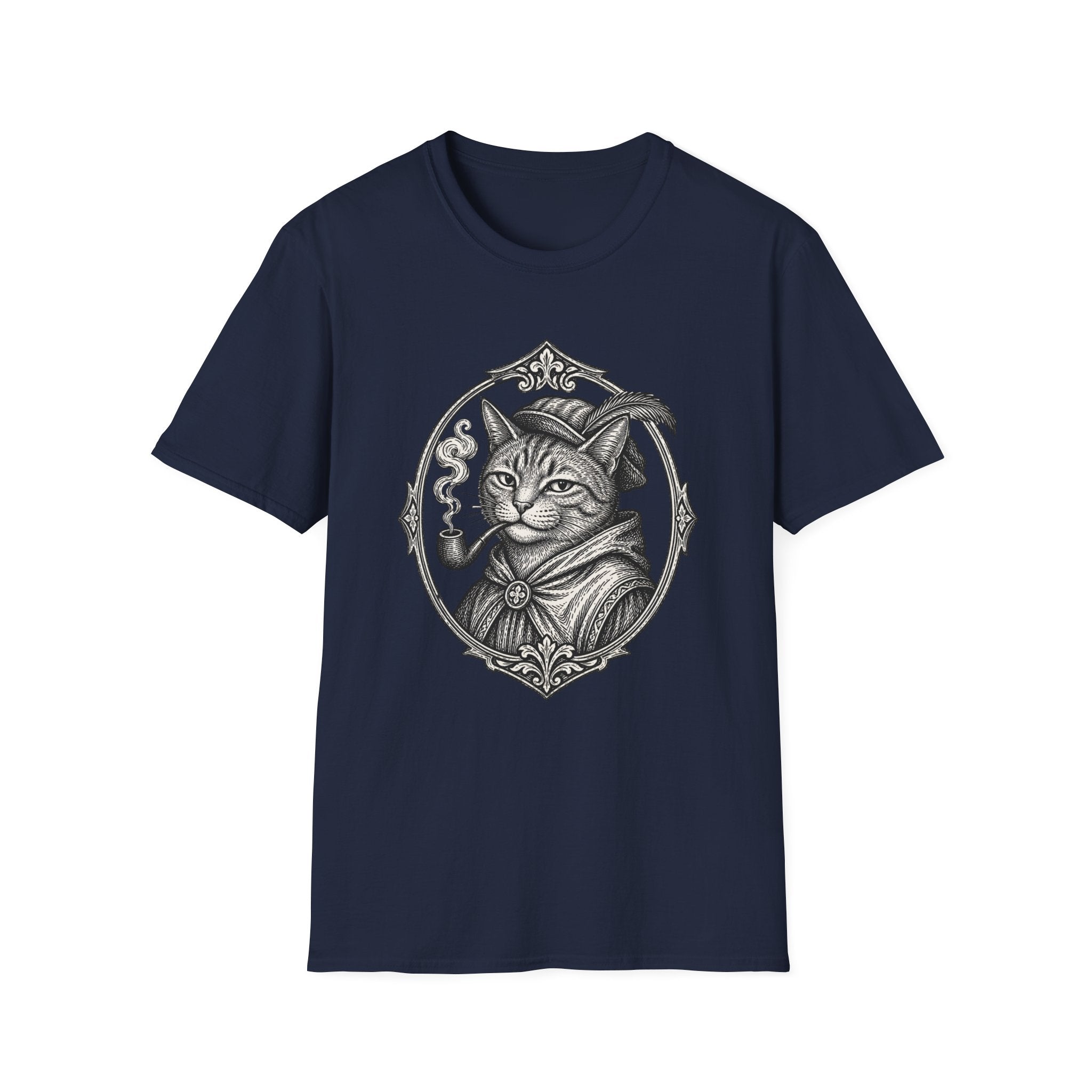 Steampunk Cat Portrait T-Shirt | Victorian Cat with Top Hat and Pipe