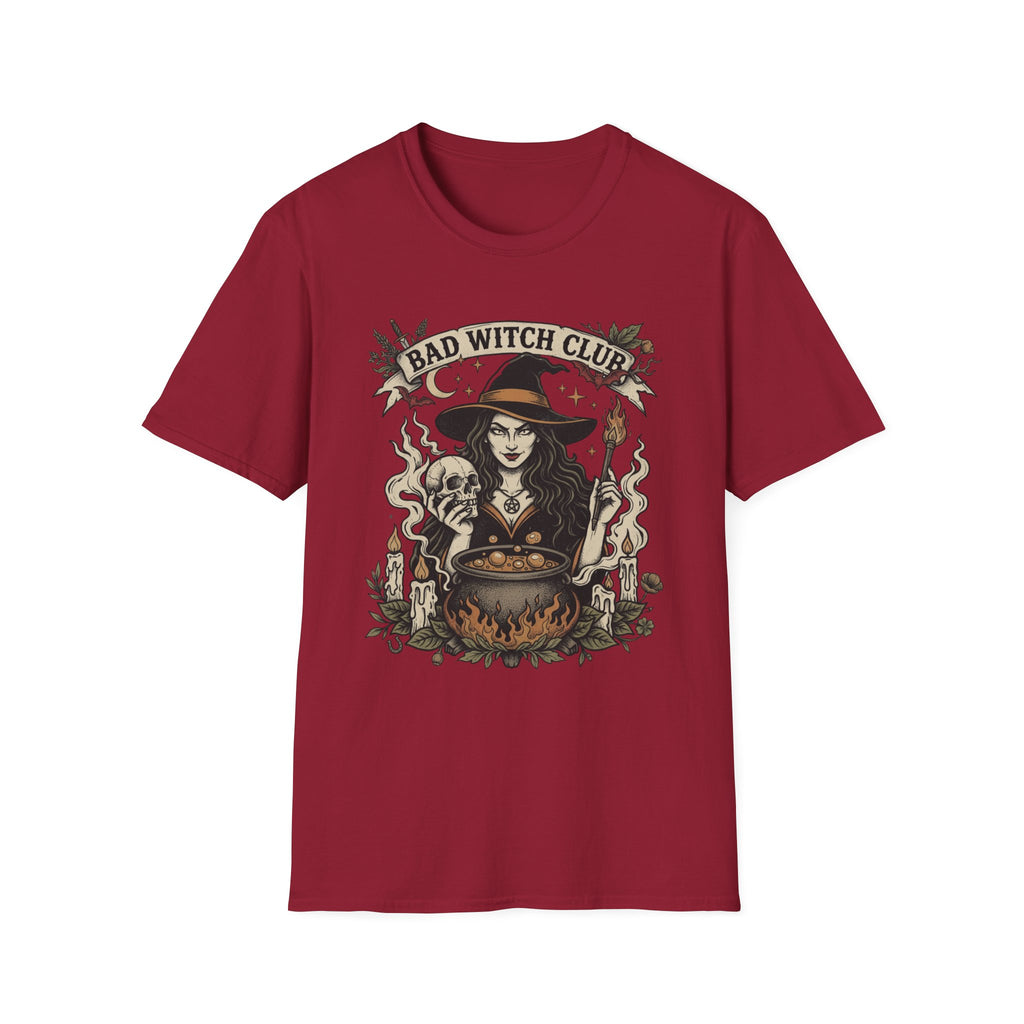 Bad Witch Club T-Shirt | Witch Illustration, Skull, Cauldron, Spooky