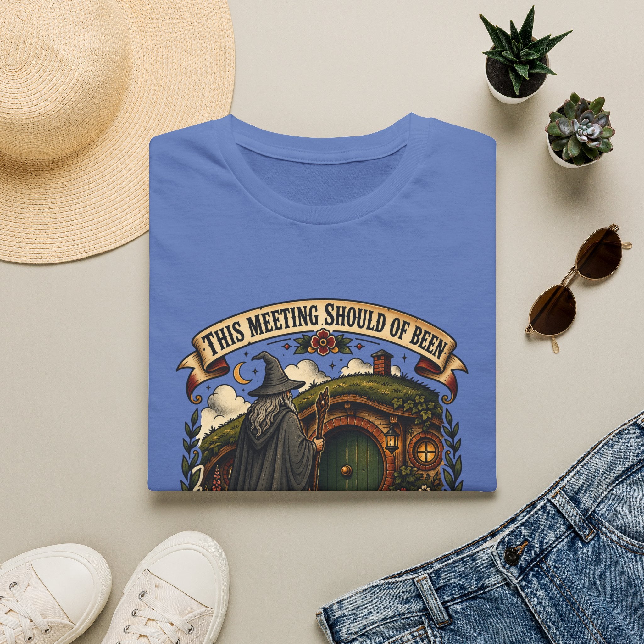 This Meeting Should Have Been Gandalf Hobbit Door Graphic T-Shirt | Fantasy Adventure Tee