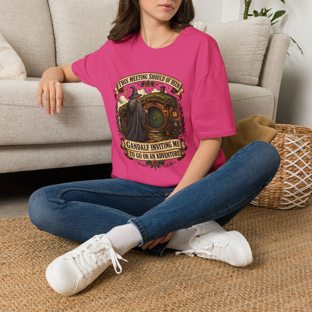 This Meeting Should Have Been Gandalf Hobbit Door Graphic T-Shirt | Fantasy Adventure Tee