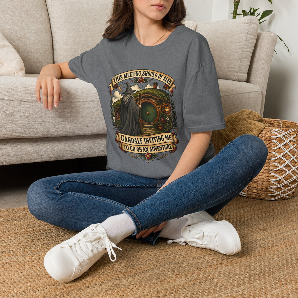 This Meeting Should Have Been Gandalf Hobbit Door Graphic T-Shirt | Fantasy Adventure Tee
